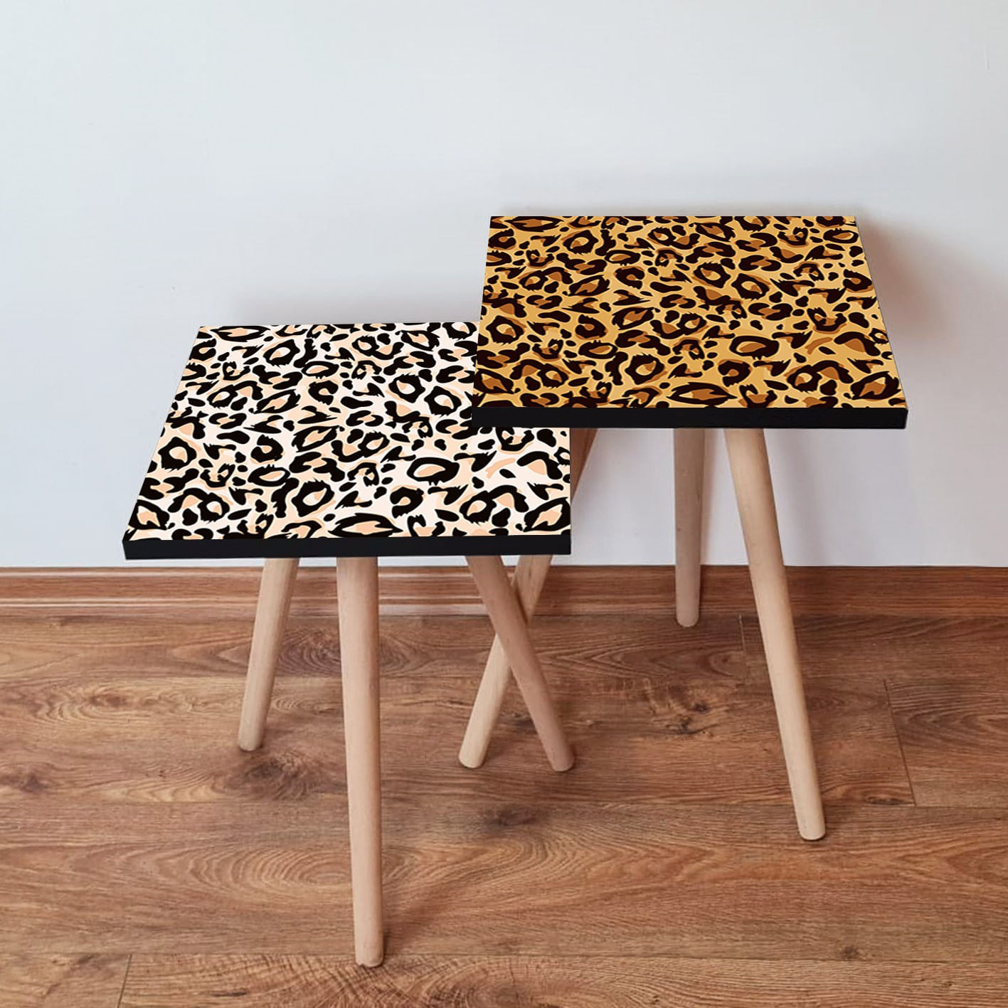 Set mese de cafea tip cuib, Hanah Home, mdf, camel, maro, negru, alb, 35x47x35 cm, 35x42x35 cm