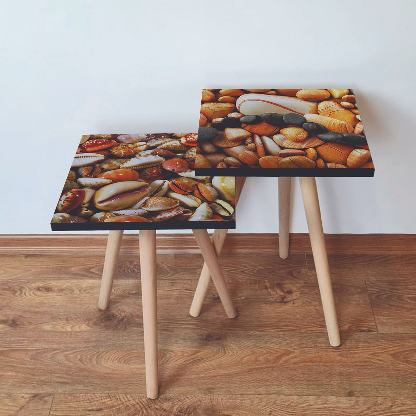 Set masute de cafea, Hanah Home, mdf, portocaliu crem, 35x47x35 cm, 2 piese