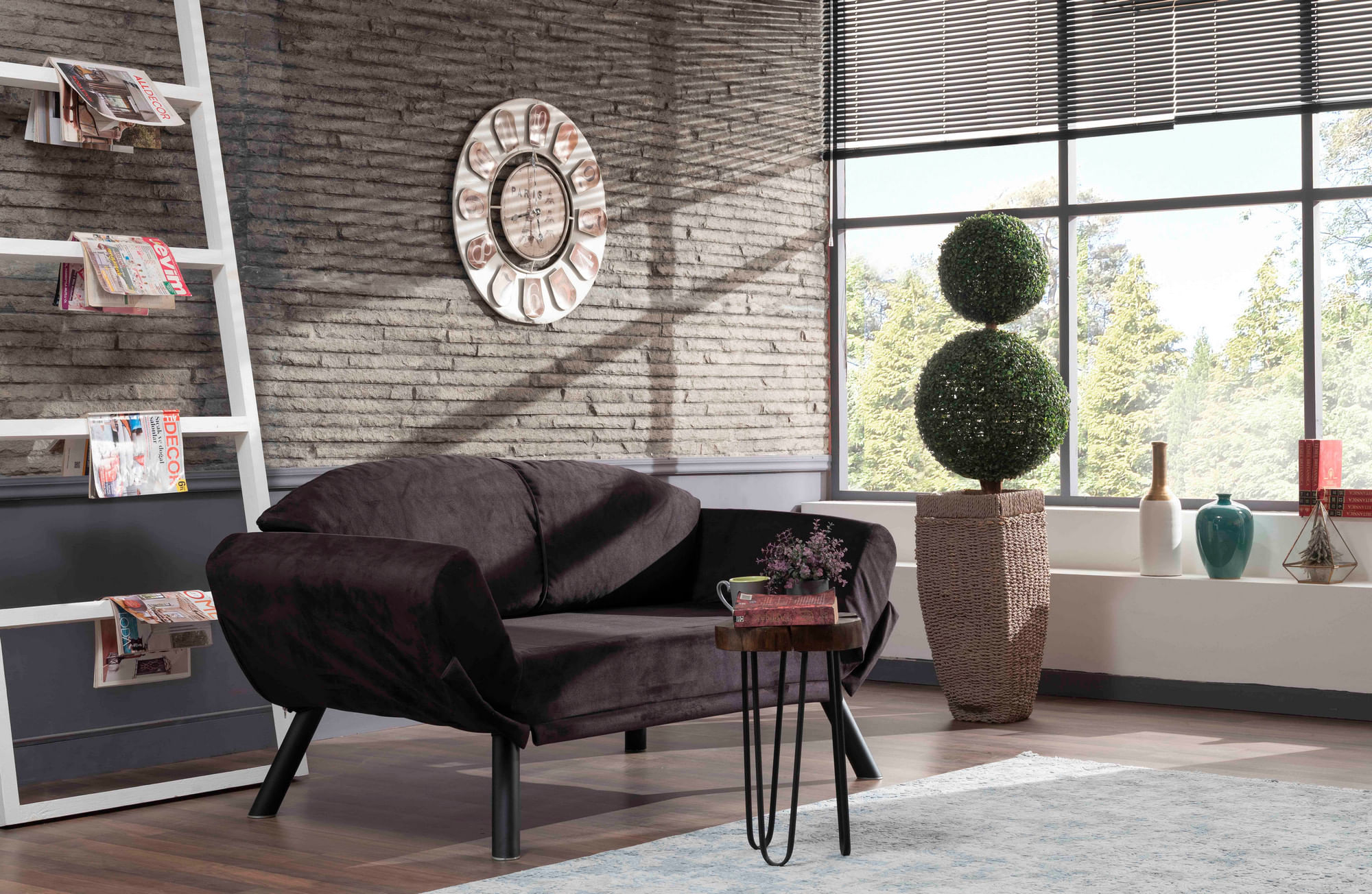 Canapea extensibila, Hanah Home, metal, negru, 177x87x75 cm — imaginea 4