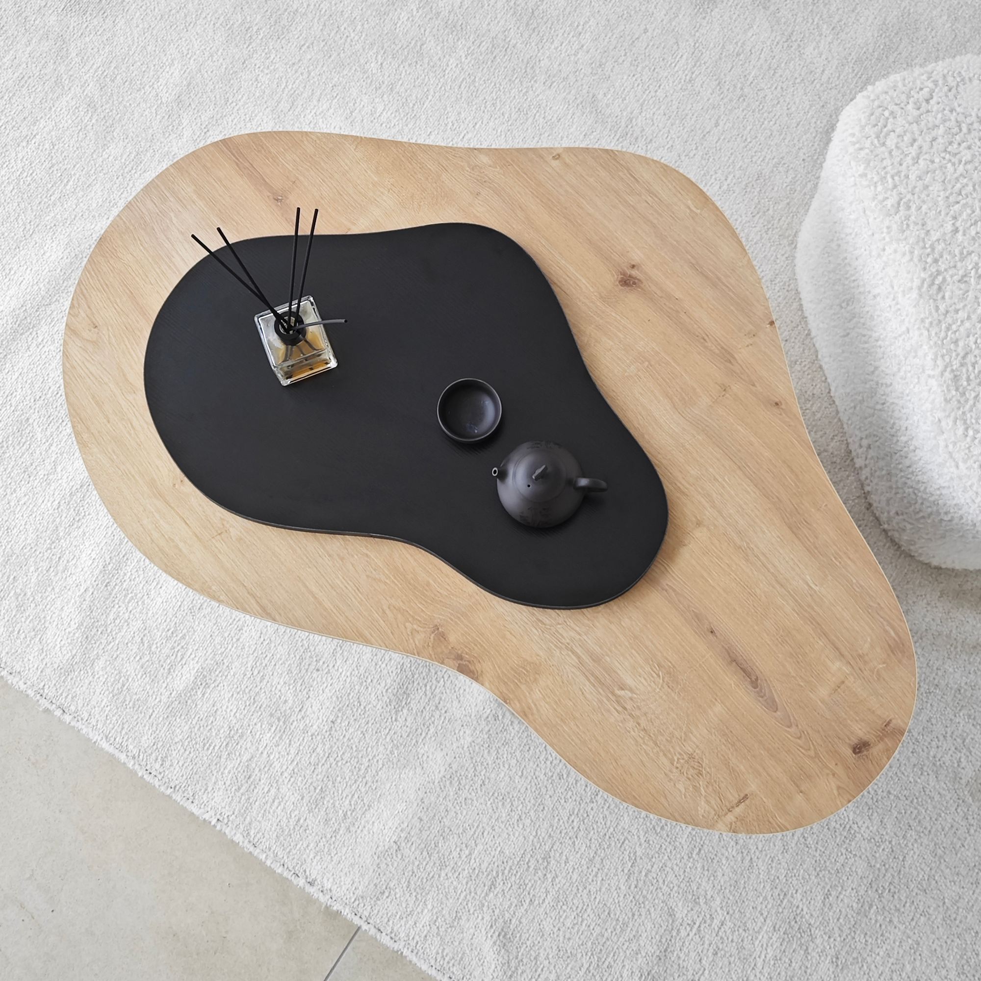 Masa de cafea, Hanah Home, pal melaminat, stejar safir si negru, 105x65x35 cm — imaginea 2