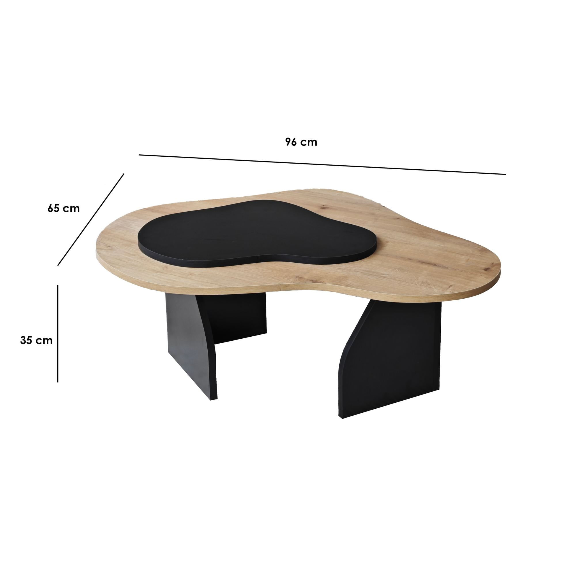 Masa de cafea, Hanah Home, pal melaminat, stejar safir si negru, 105x65x35 cm — imaginea 3