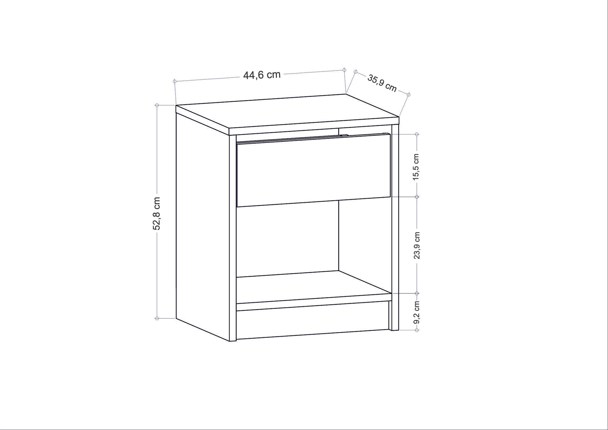 Noptiera, Hanah Home, panou de particule melaminat, antracit, 44.6x35.9x52.8 cm — imaginea 2