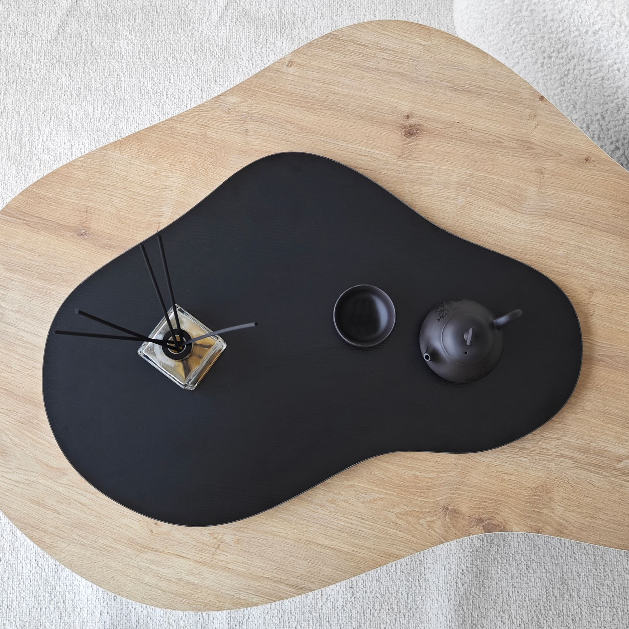 Masa de cafea, Hanah Home, pal melaminat, stejar safir si negru, 105x65x35 cm — imaginea 8