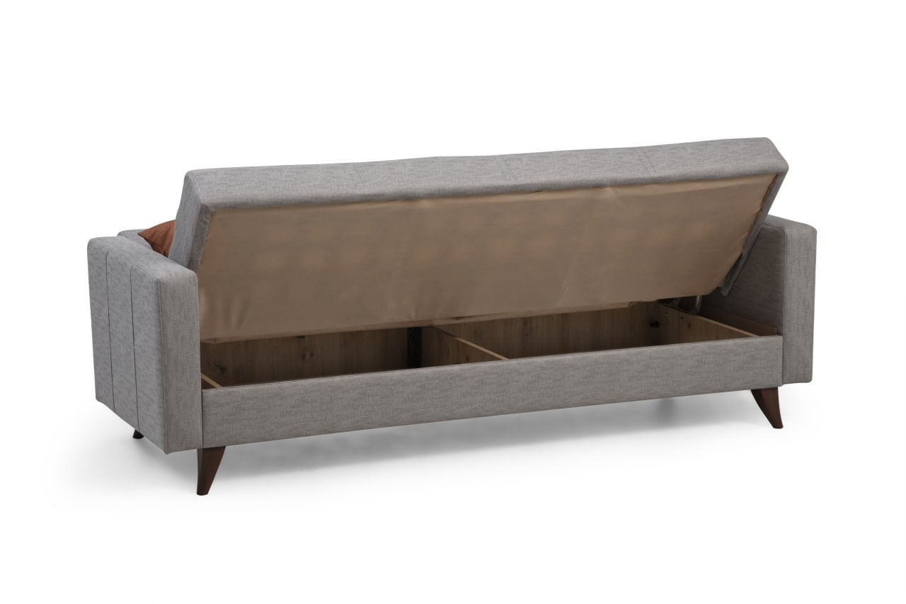 Canapea extensibila 3 locuri, Atelier Del Sofa, metal si lemn, gri deschis, 205x86x75 cm — imaginea 2