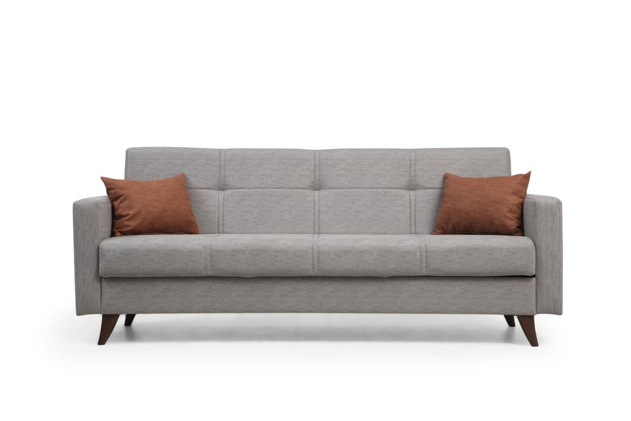 Canapea extensibila 3 locuri, Atelier Del Sofa, metal si lemn, gri deschis, 205x86x75 cm — imaginea 4