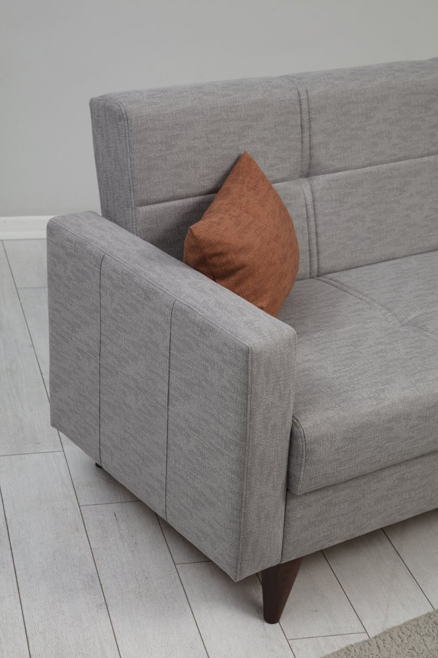 Canapea extensibila 3 locuri, Atelier Del Sofa, metal si lemn, gri deschis, 205x86x75 cm — imaginea 5