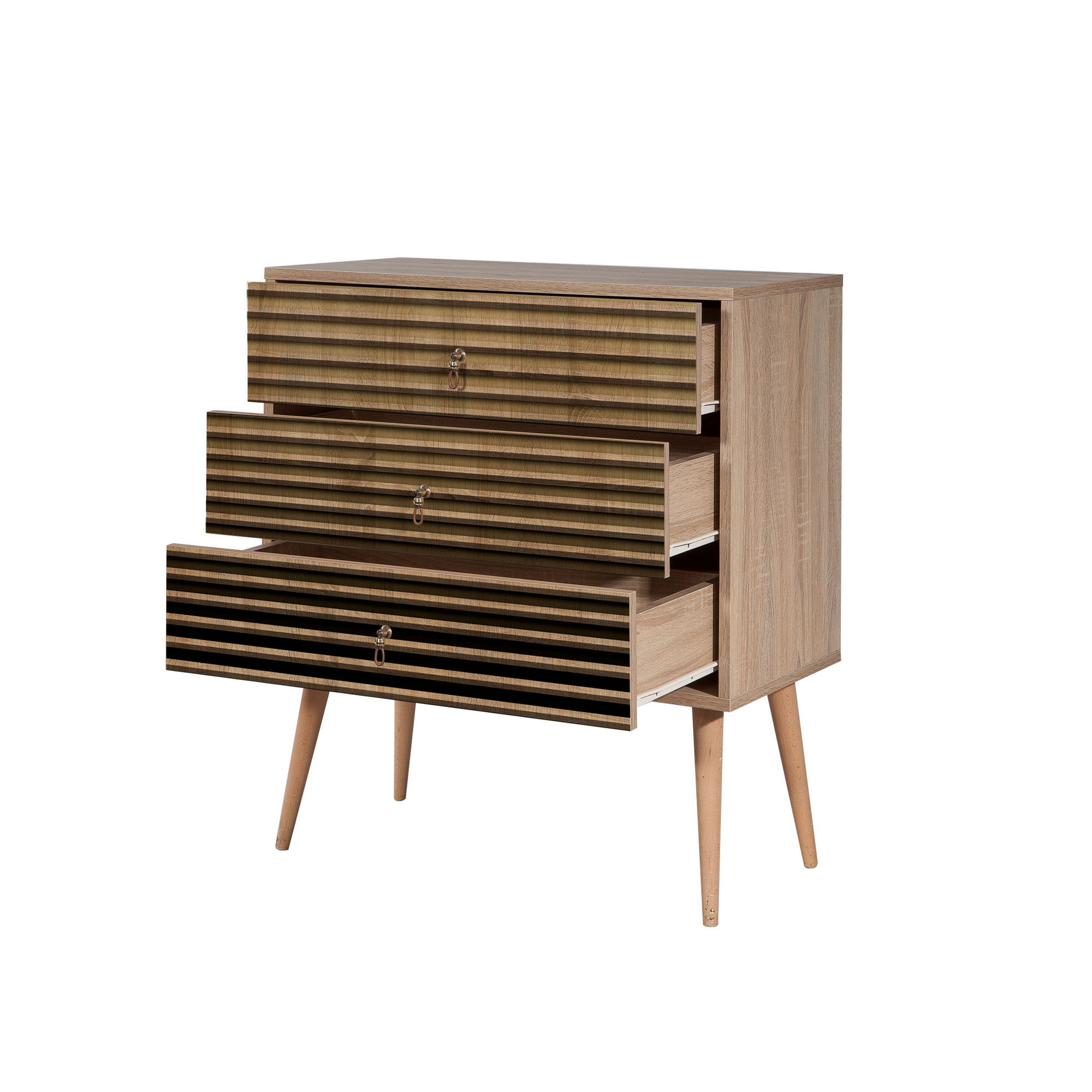 Comoda, Hanah Home, pal melaminat, stejar sonoma, 80x40x90 cm, 869VEL3432 — imaginea 3