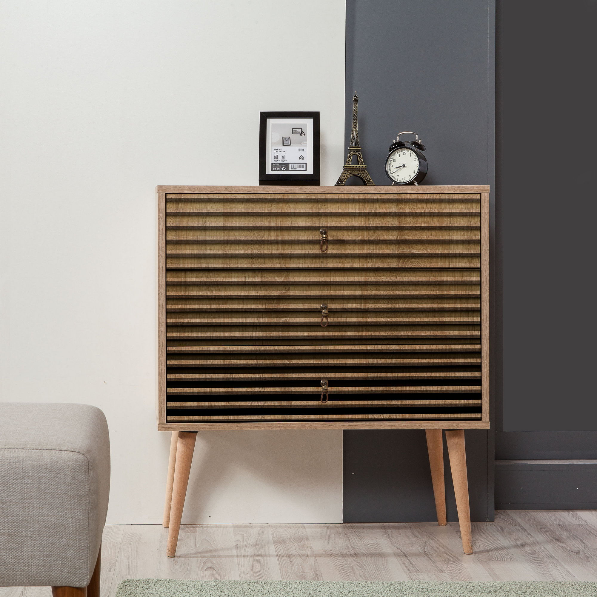 Comoda, Hanah Home, pal melaminat, stejar sonoma, 80x40x90 cm, 869VEL3432 — imaginea 4