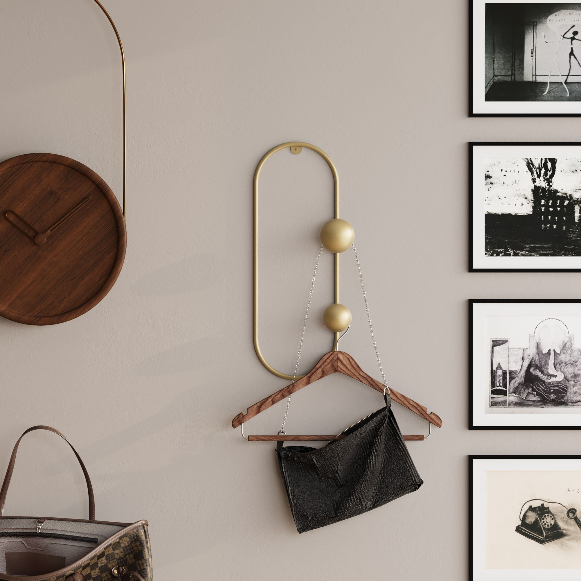 Carlig de perete, Wallxpert, metal, auriu, 17x7x41 cm — imaginea 5