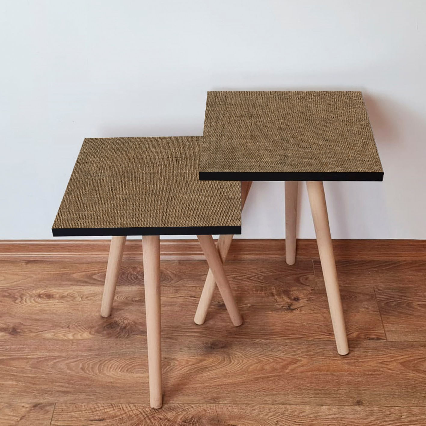 Set masute de cafea cuib, Hanah Home, mdf, maro, 35x47x35 cm, 35x42x35 cm