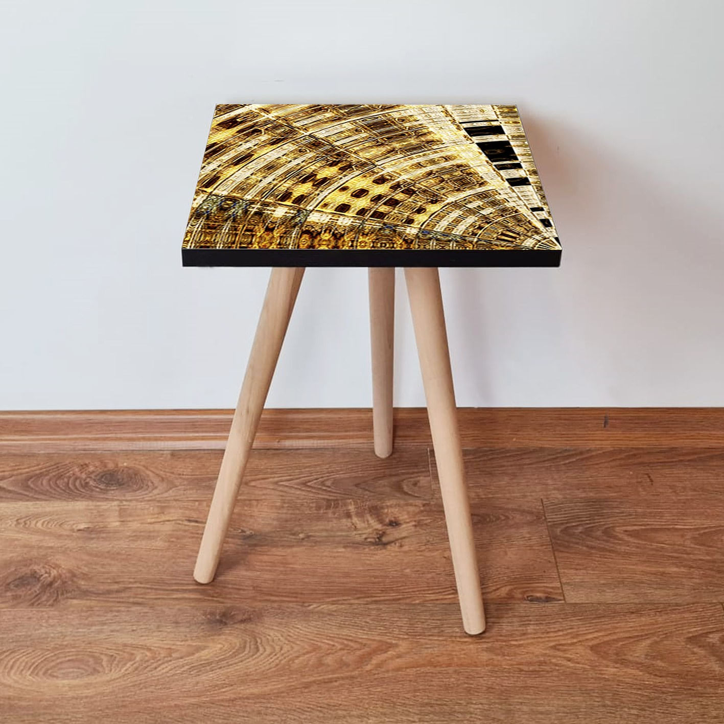 Masuta de cafea, Hanah Home, mdf, auriu maro negru, 35x35x42 cm