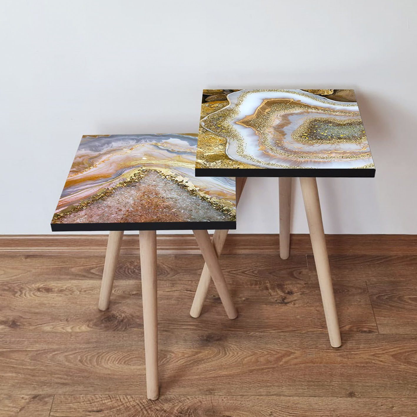Set masute suprapuse, Hanah Home, mdf, multicolor, 35x35x47 cm