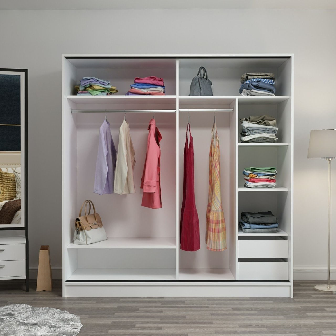 Sifonier, Hanah Home, pal melaminat, alb, 180x52x210 cm, 506MNR2624 — imaginea 6