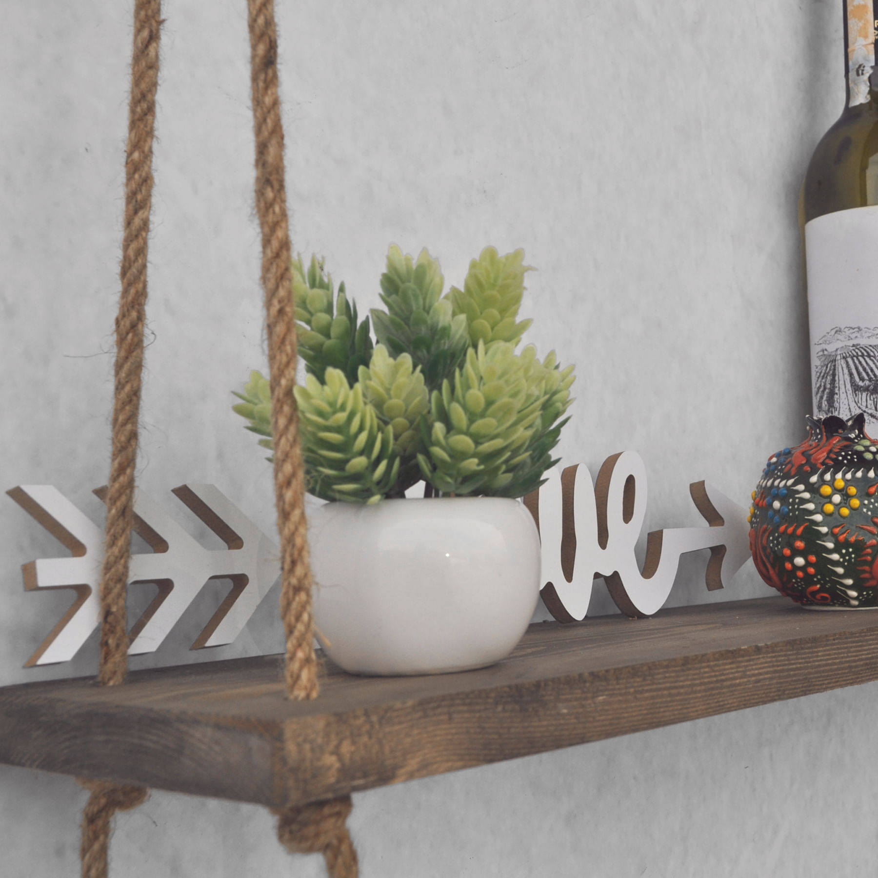 Raft de perete, Hanah Home, lemn de molid, nuc, 60x60x14 cm — imaginea 13