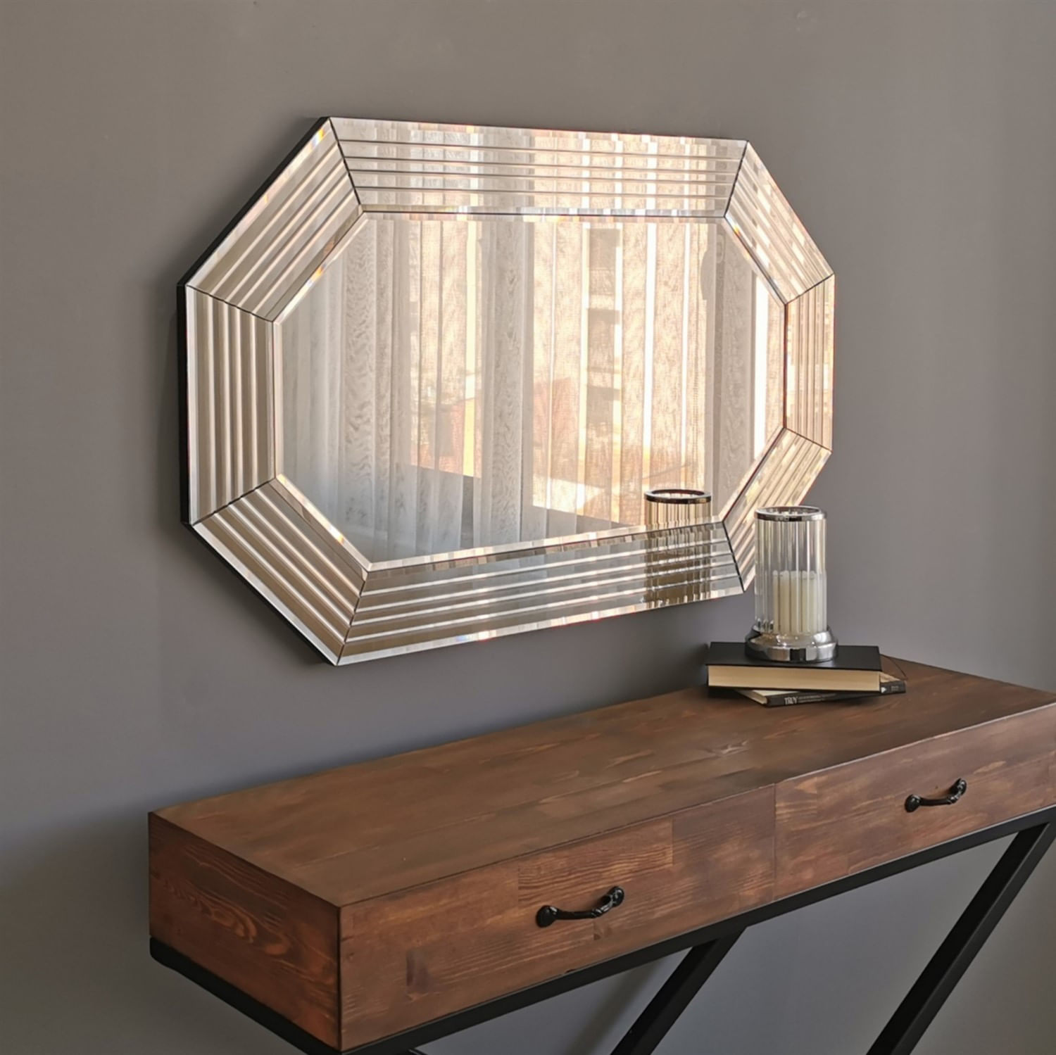 Oglinda, Hanah Home, mdf, bronz, 100x60 cm, 552NOS2185