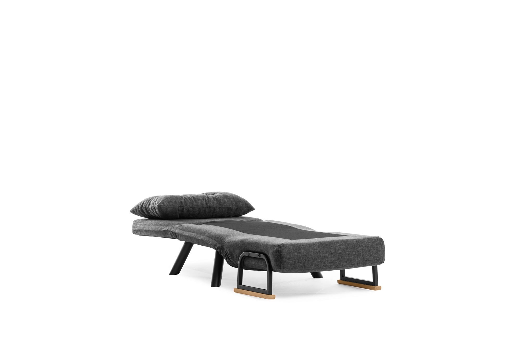 Canapea extensibila, Hanah Home, metal, stofa in, gri inchis, 175x60 cm — imaginea 4