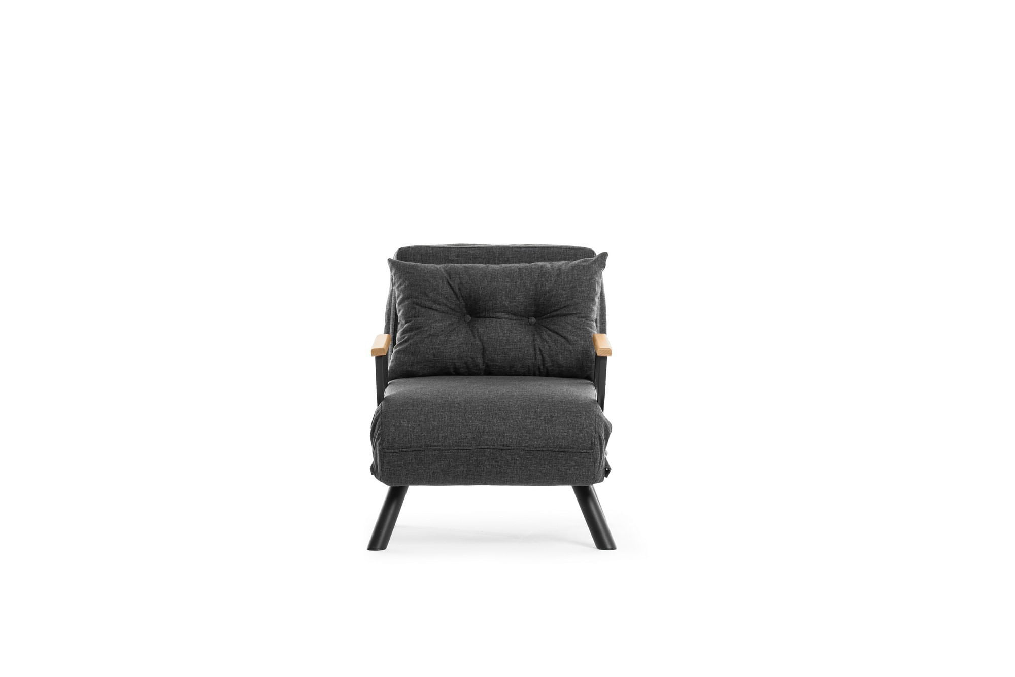 Canapea extensibila, Hanah Home, metal, stofa in, gri inchis, 175x60 cm — imaginea 7
