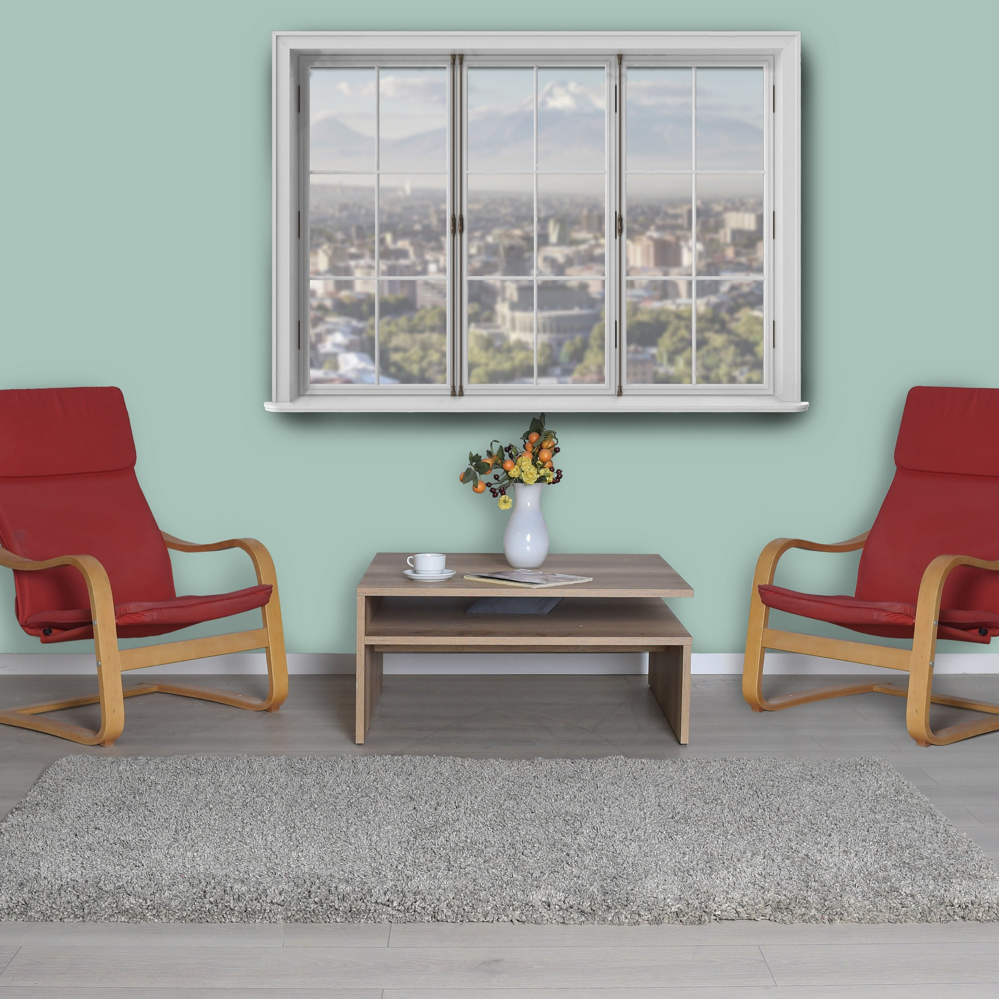 Masuta de cafea, Hanah Home, pal melaminat, nuc deschis, 90x90x42 cm — imaginea 7