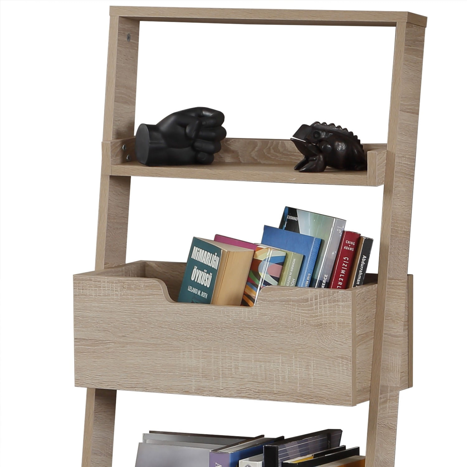 Raft de carti, Hanah Home, pal melaminat, stejar deschis, 59x35x120 cm — imaginea 2