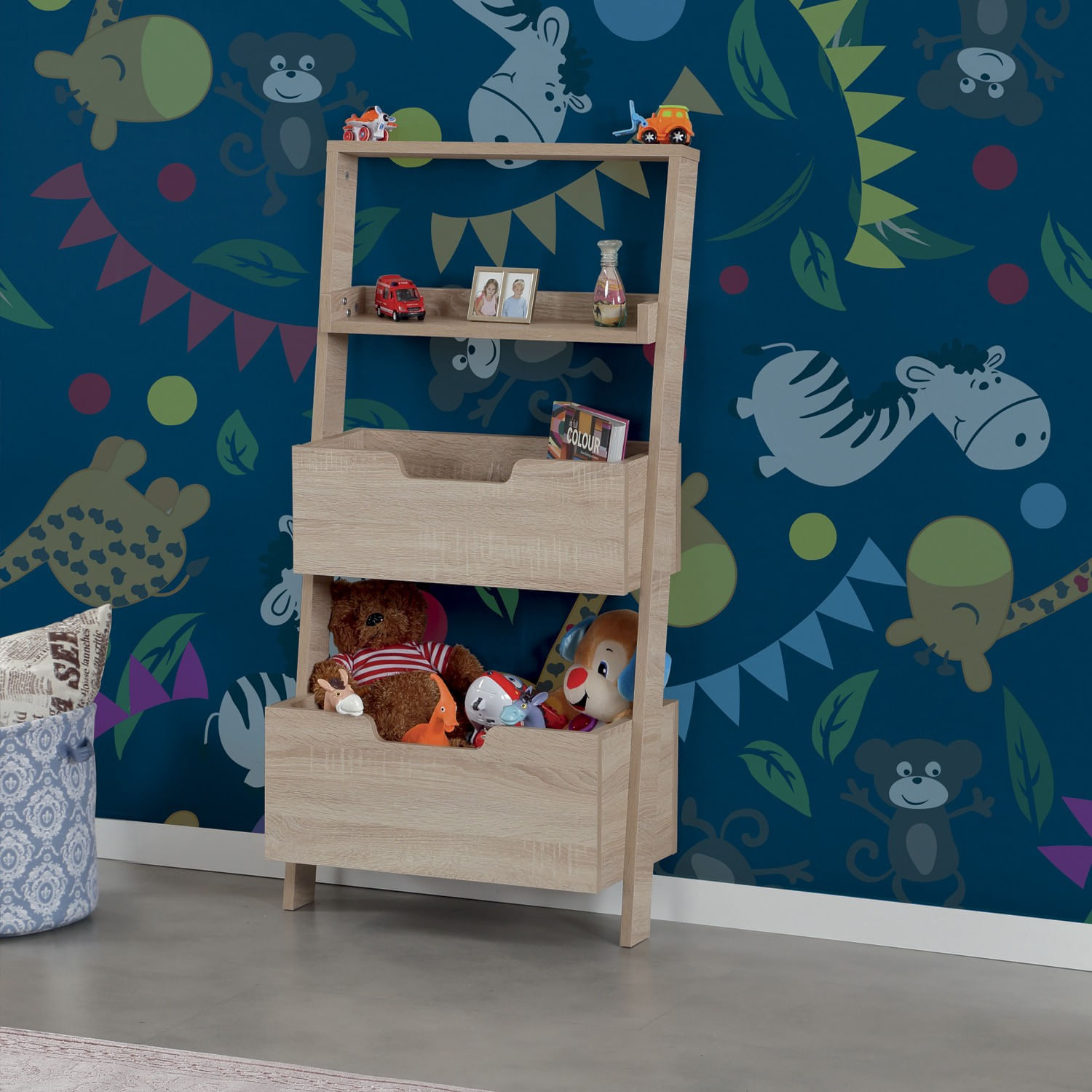 Raft de carti, Hanah Home, pal melaminat, stejar deschis, 59x35x120 cm — imaginea 4