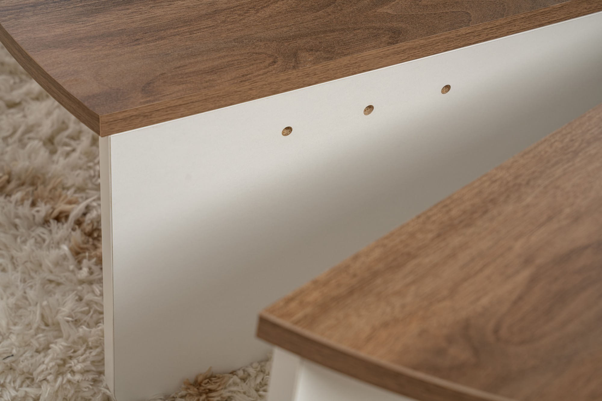 Masuta de cafea, Hanah Home, pal melaminat, nuc si alb, 90x60x30 cm — imaginea 9