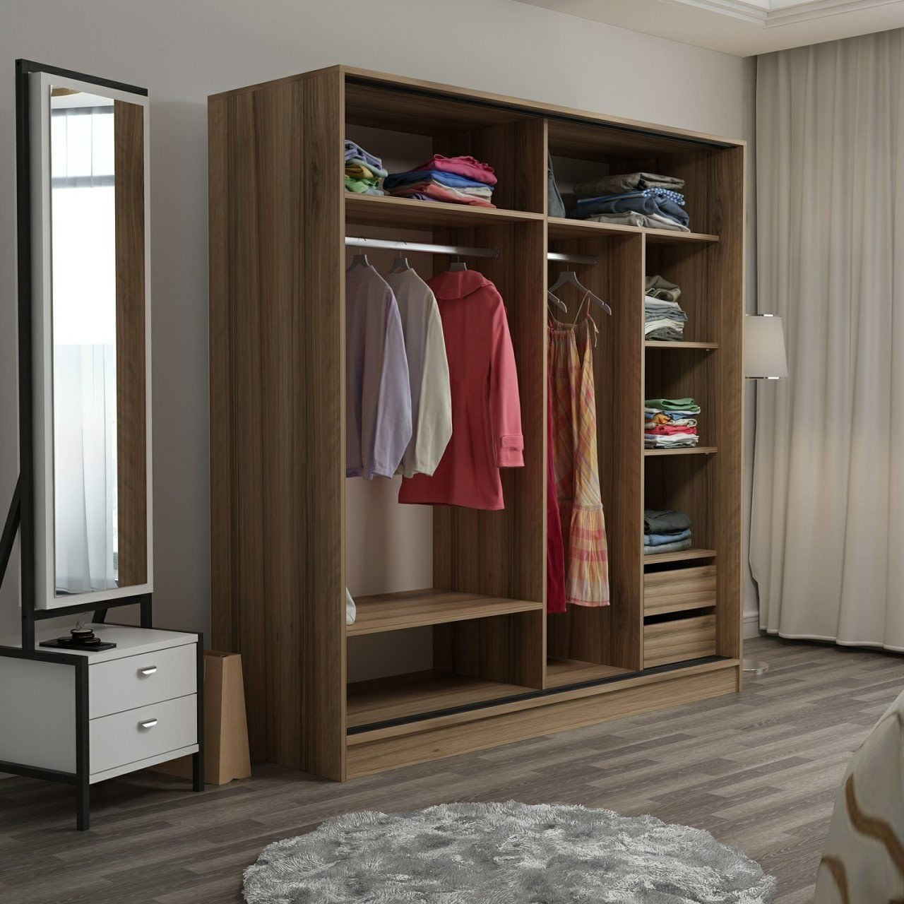 Sifonier, Hanah Home, pal melaminat, dore, 180x52x210 cm, 506MNR2634 — imaginea 5