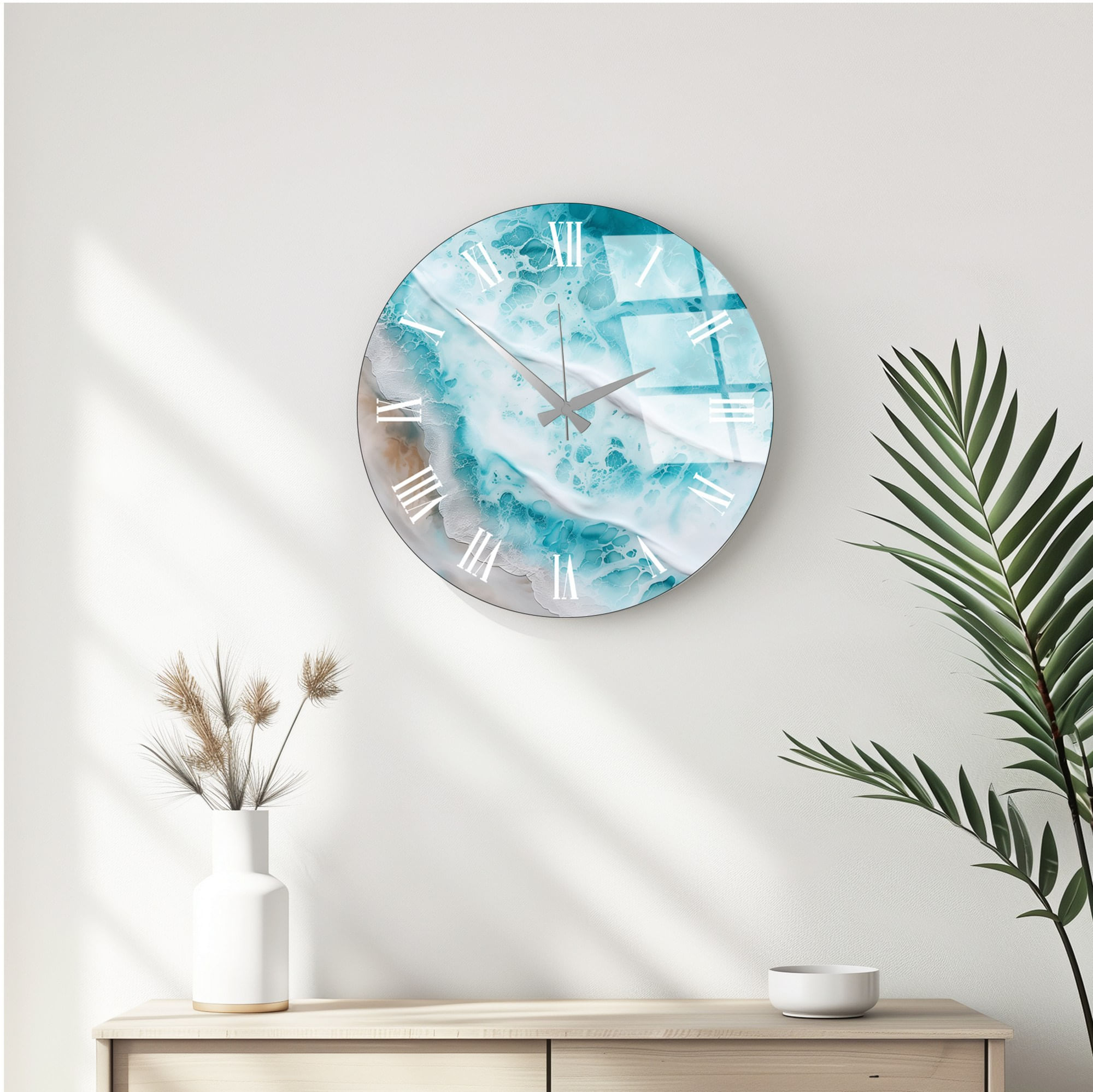 Ceas de perete decorativ, Wallxpert, sticla, multicolor, 40 cm, 884ASF1114