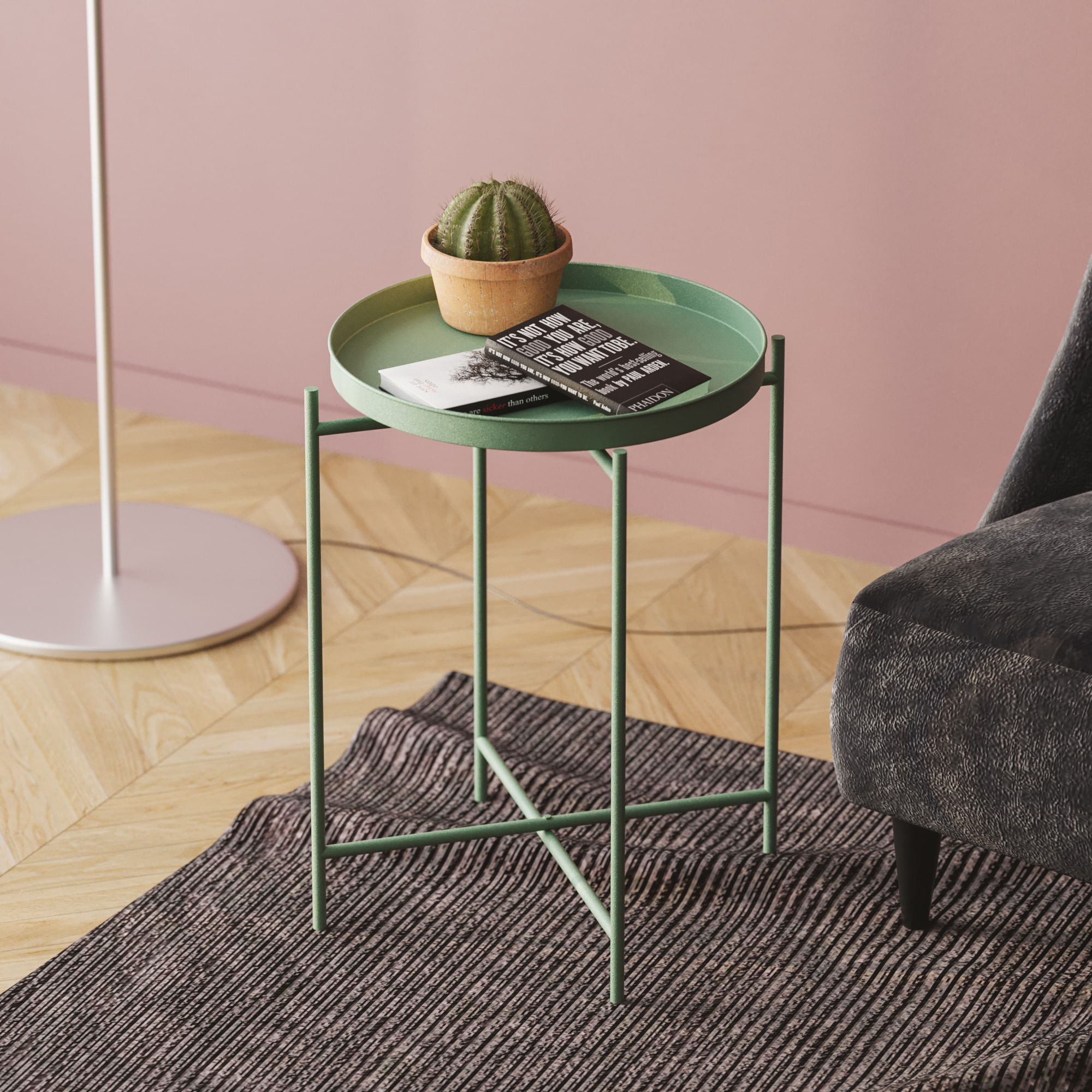 Masuta de cafea, Hanah Home, metal, verde, 46x46x56 cm, 491CRT1143 — imaginea 5
