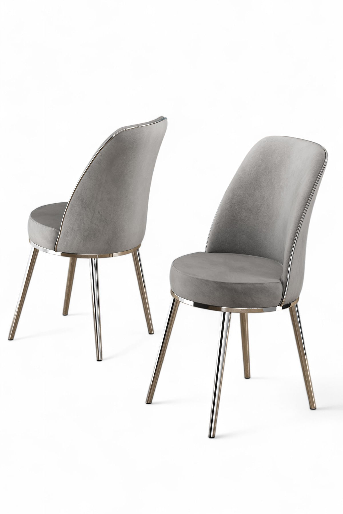 Set scaune, Hanah Home, metal, gri crom, 45x42x91 cm, 4 bucati — imaginea 2