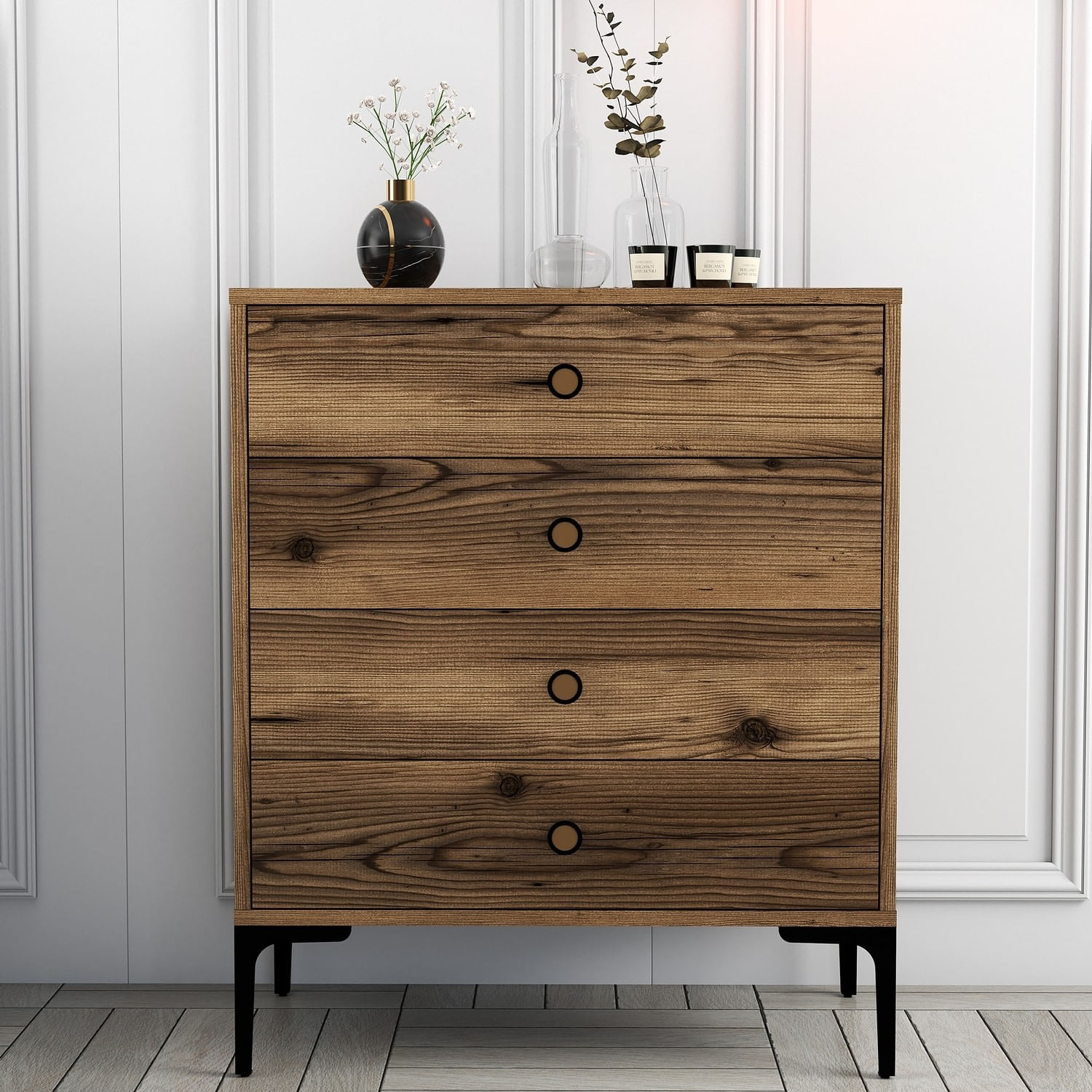 Comoda, Hanah Home, pal melaminat, nuc, 76x40x90.7 cm — imaginea 3