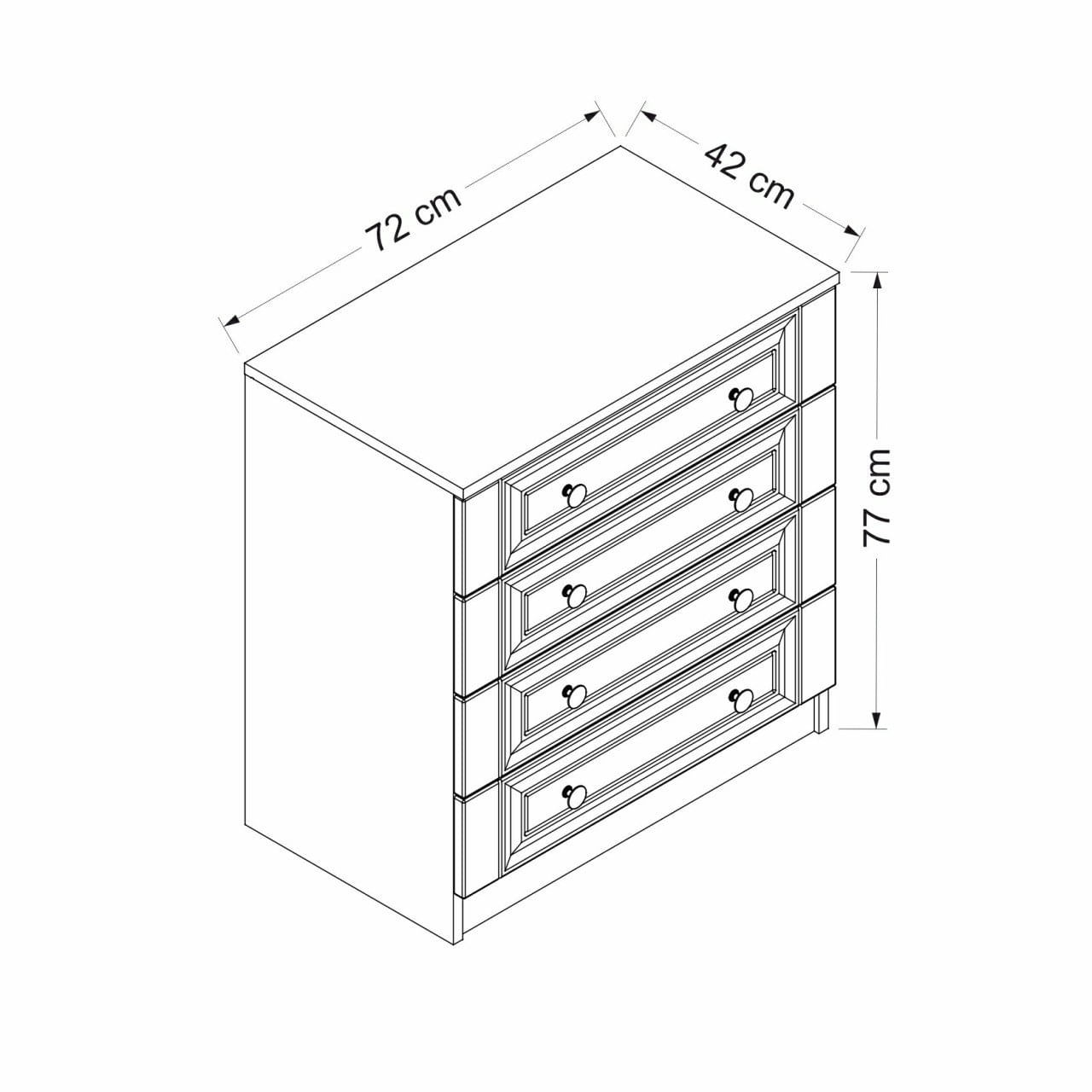 Comoda, Hanah Home, pal melaminat, alb, 72x42x77 cm, 506MNR1525 — imaginea 3