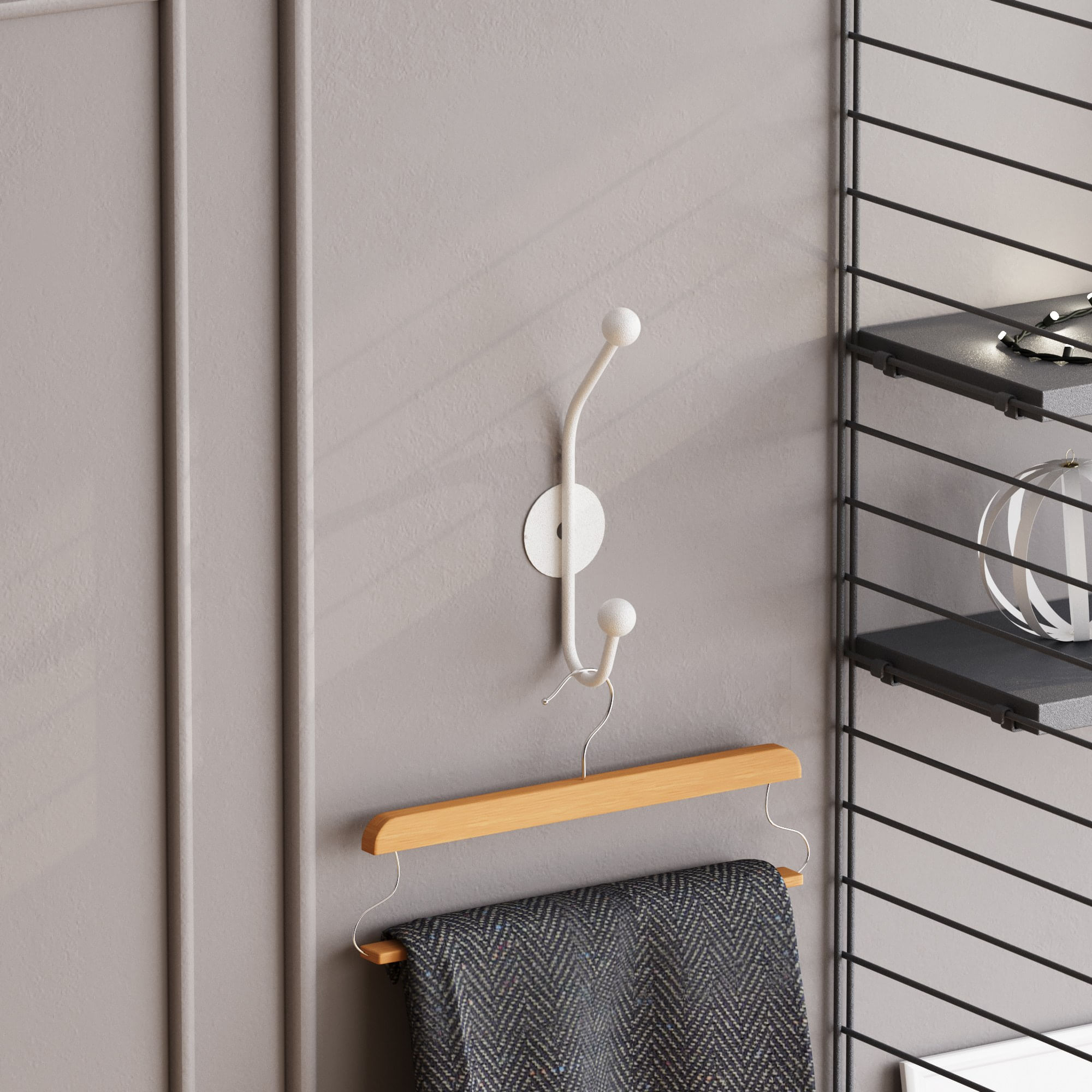 Carlig de perete, Wallxpert, metal, alb, 6x9x24 cm — imaginea 6
