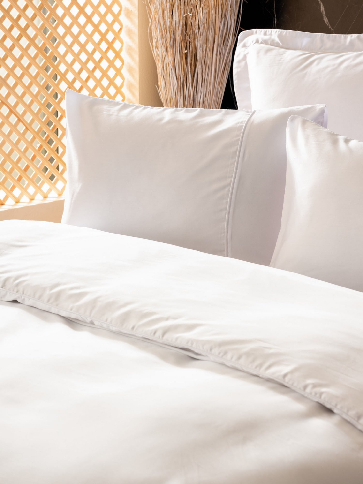 Set lenjerie de pat dublu, L'essentiel Maison, alb, cearsaf 280x280 cm, 60% lyocell 40% bumbac