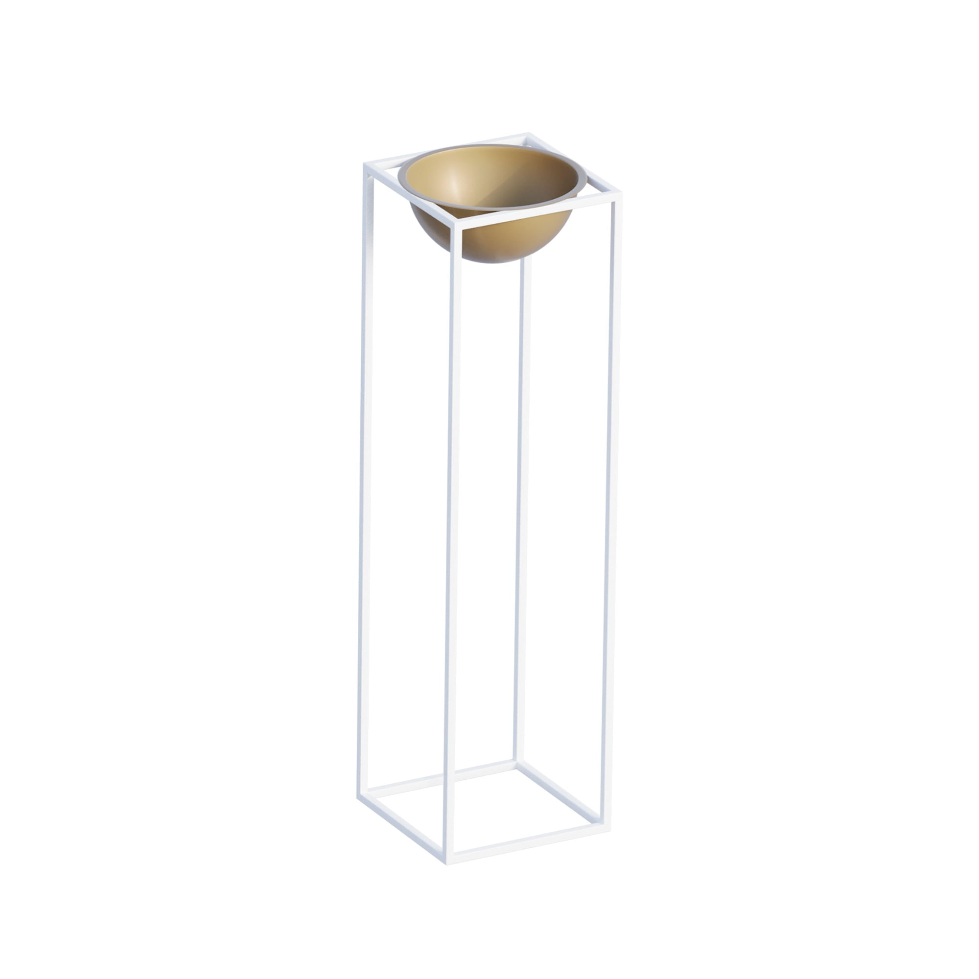 Ghiveci decorativ, Aberto Design, metal, alb auriu, 28x28x80 cm — imaginea 4