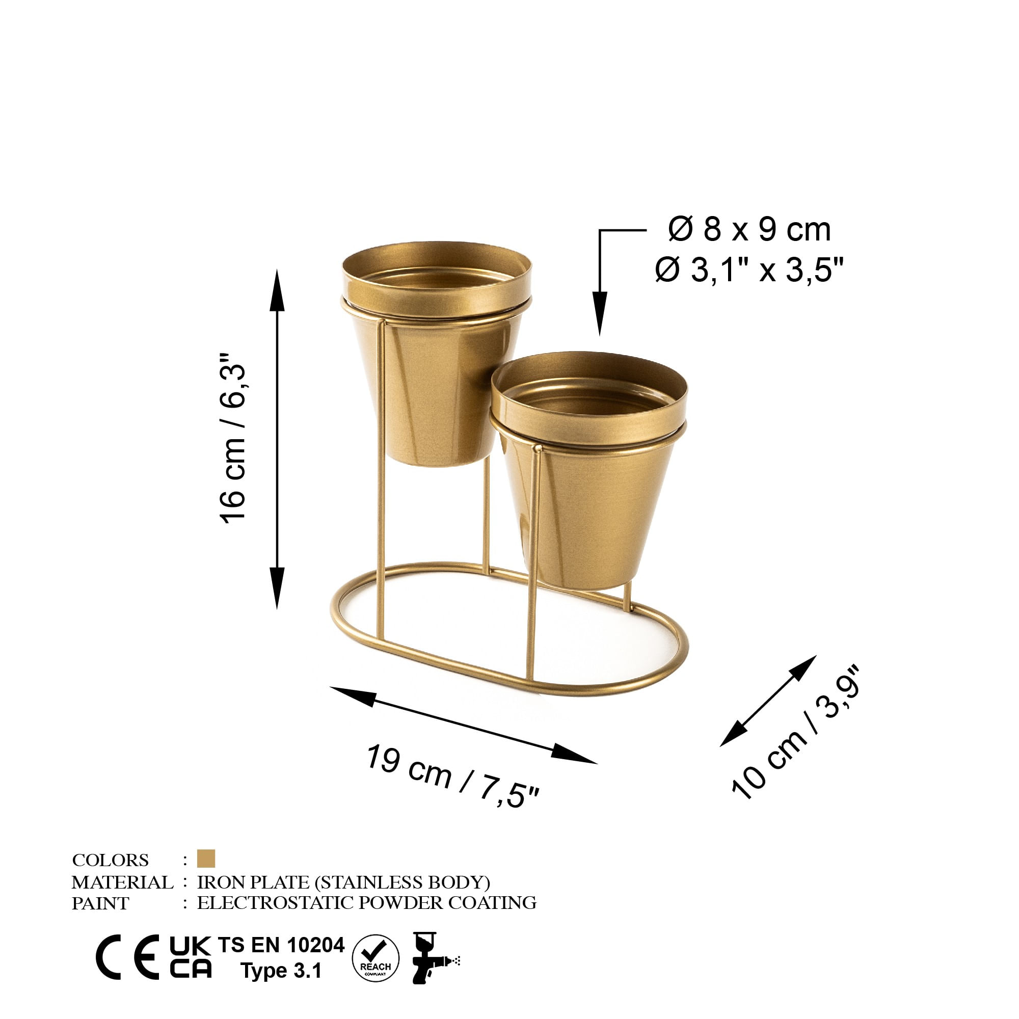 Accesoriu decorativ metalic, Aberto Design, metal, auriu, 19x16x10 cm — imaginea 2