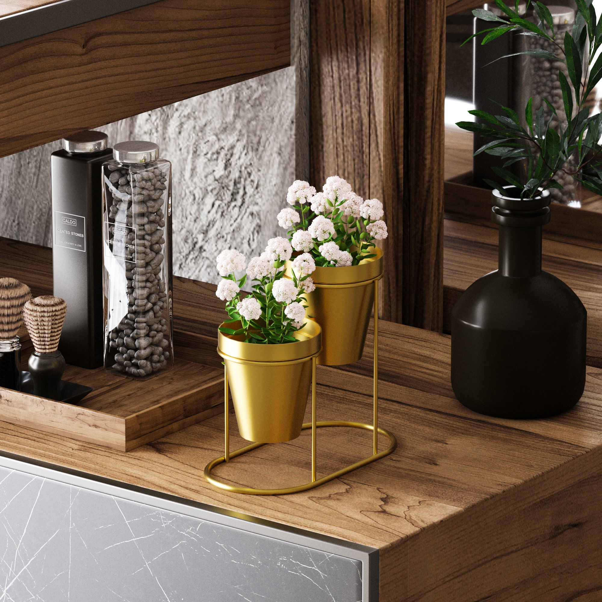 Accesoriu decorativ metalic, Aberto Design, metal, auriu, 19x16x10 cm — imaginea 4