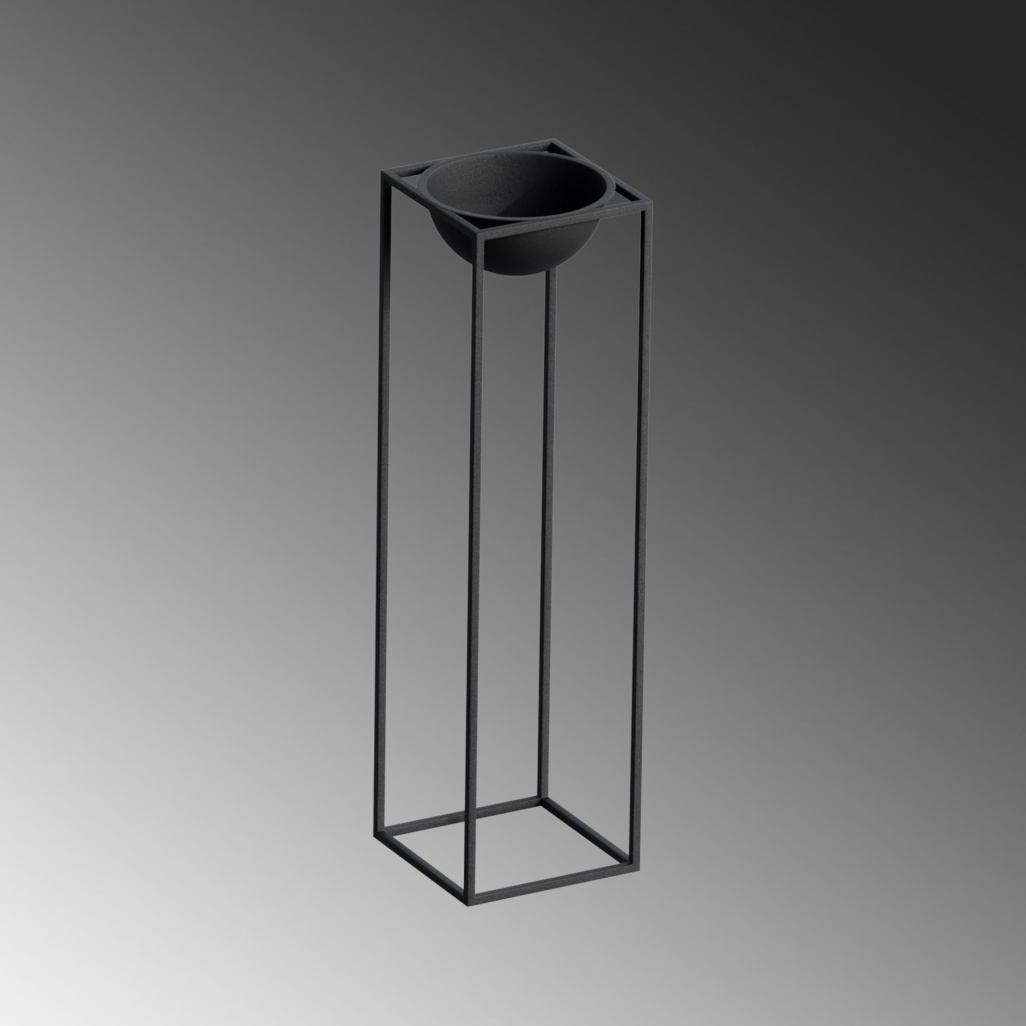 Ghiveci decorativ, Aberto Design, metal, negru, 28x28x80 cm — imaginea 2
