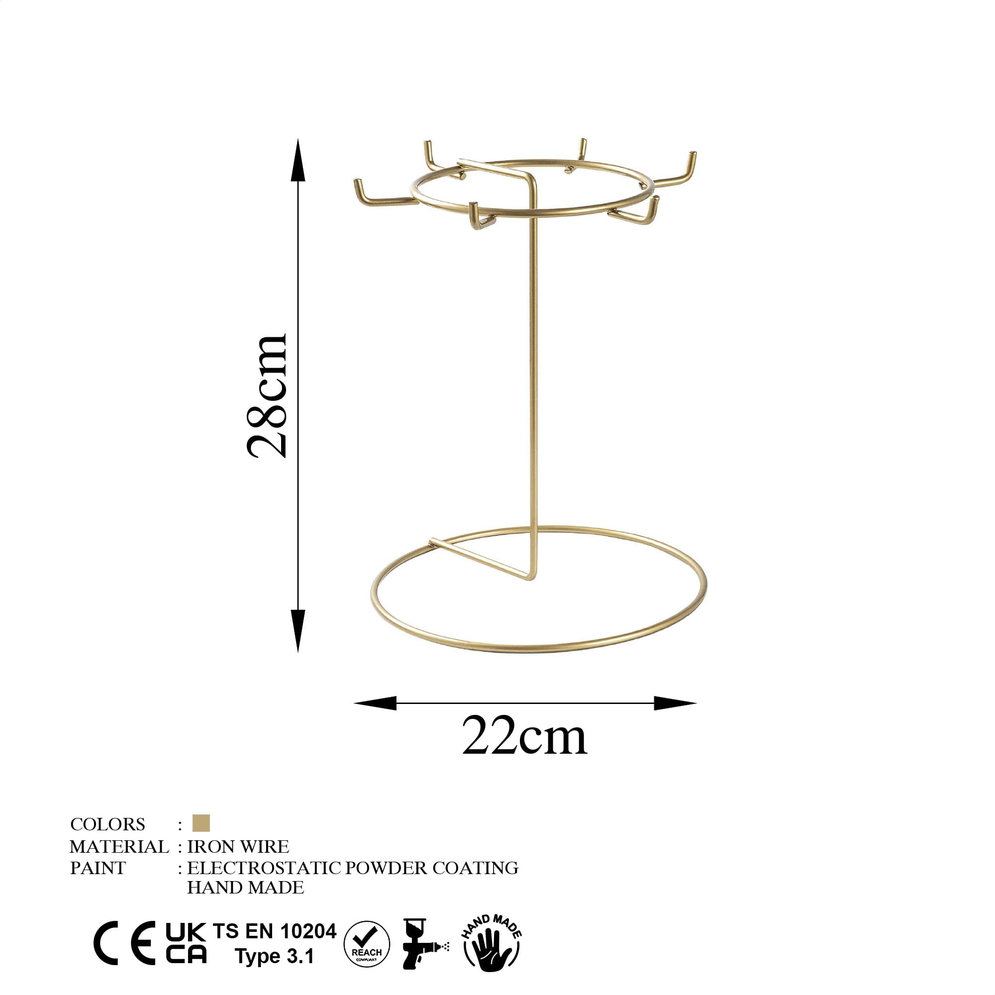 Suport bijuterii, Aberto Design, metal, auriu, 22x28 cm — imaginea 6