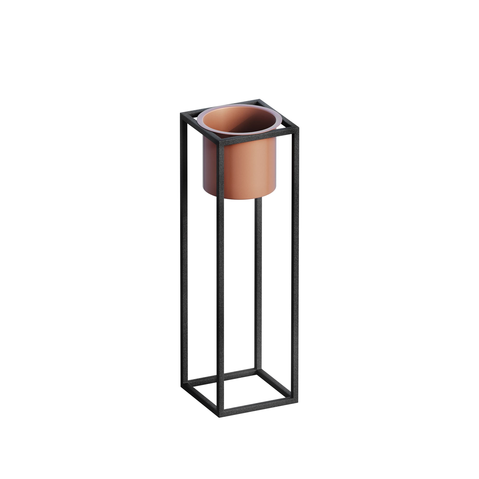 Ghiveci decorativ, Aberto Design, metal, negru cupru, 15x15x50 cm — imaginea 6