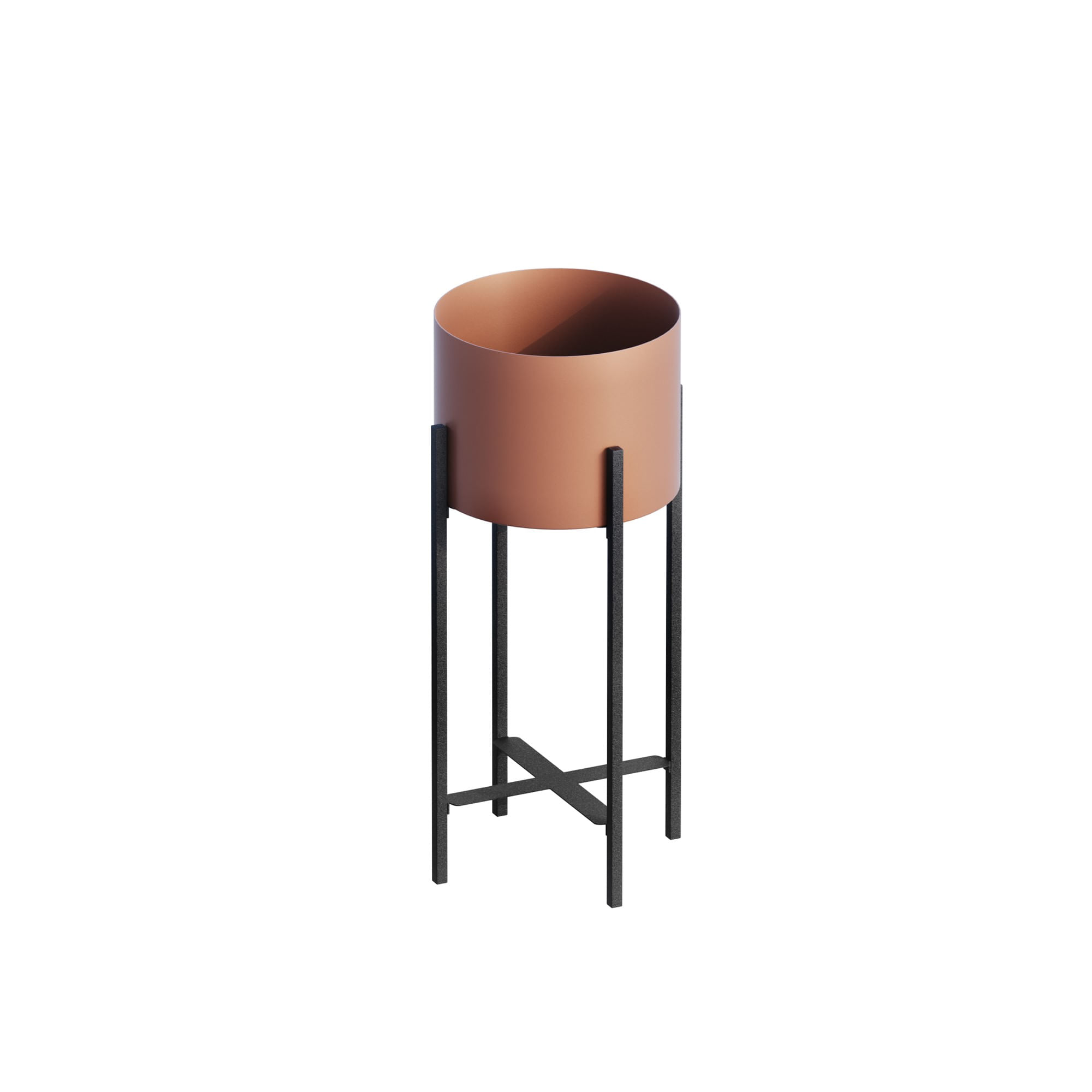 Ghiveci decorativ, Aberto Design, metal, negru cupru, 23x23x48 cm — imaginea 2