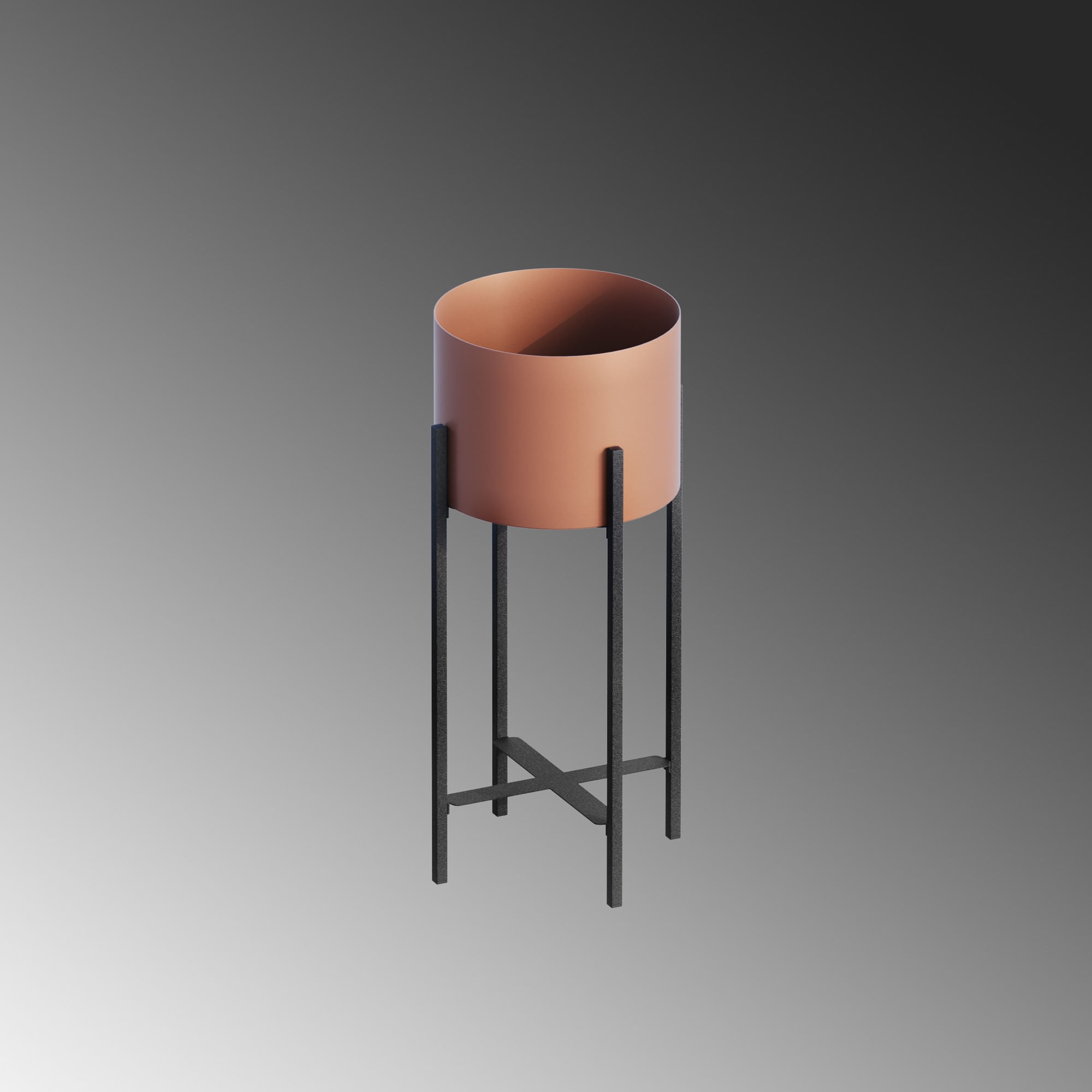Ghiveci decorativ, Aberto Design, metal, negru cupru, 23x23x48 cm — imaginea 4
