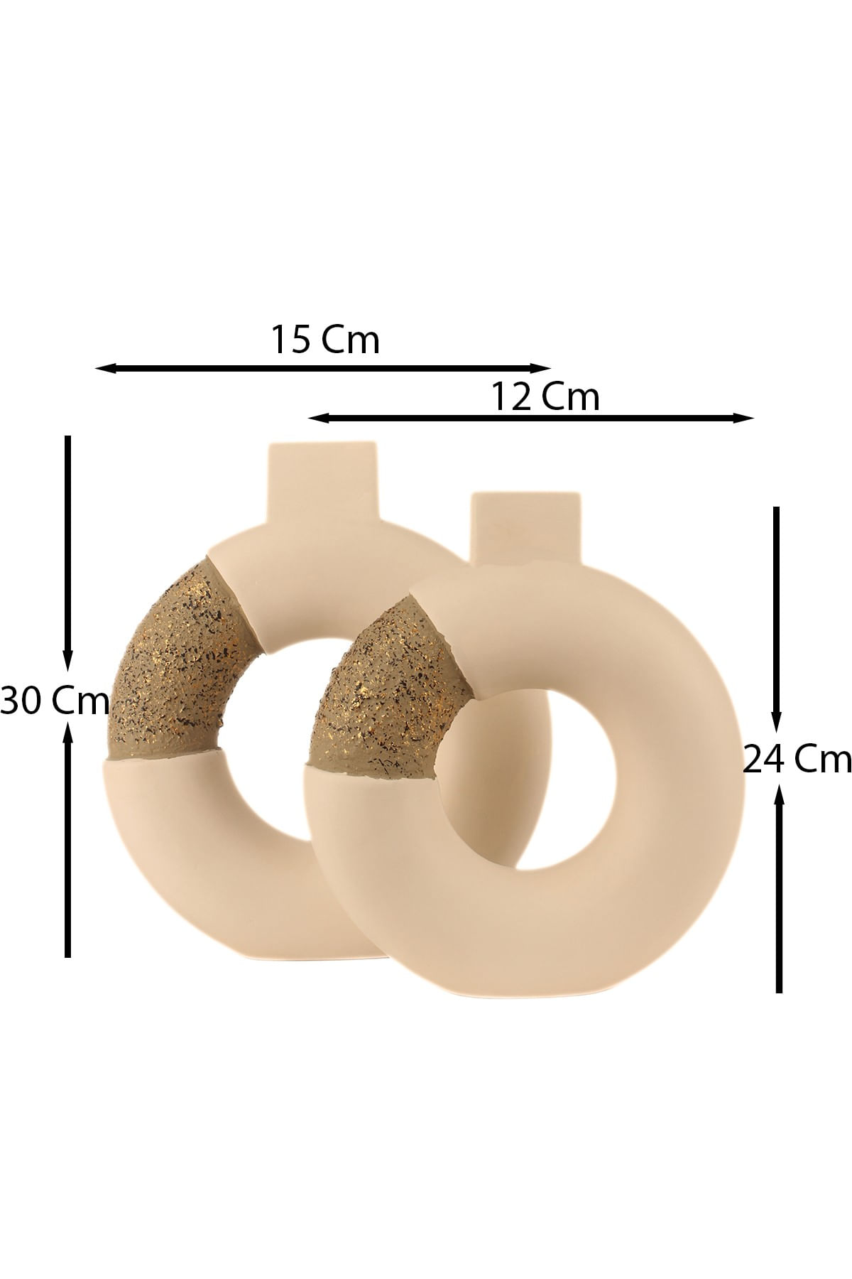 Set ghivece decorative, Aberto Design, ceramica, ecru, 12x24 cm si 15x30 cm, pictate manual — imaginea 3