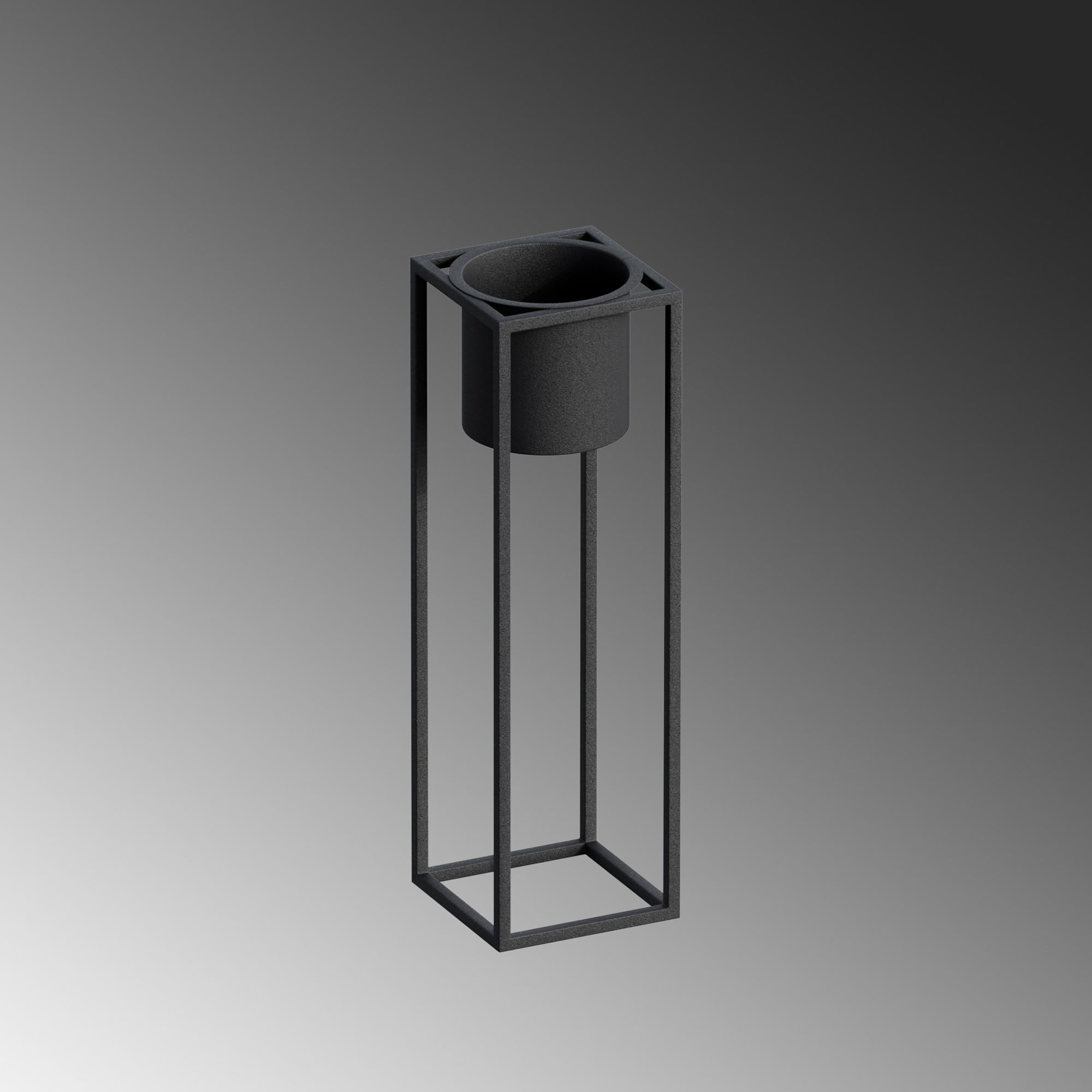 Ghiveci decorativ, Aberto Design, metal, negru, 15x15x50 cm — imaginea 2