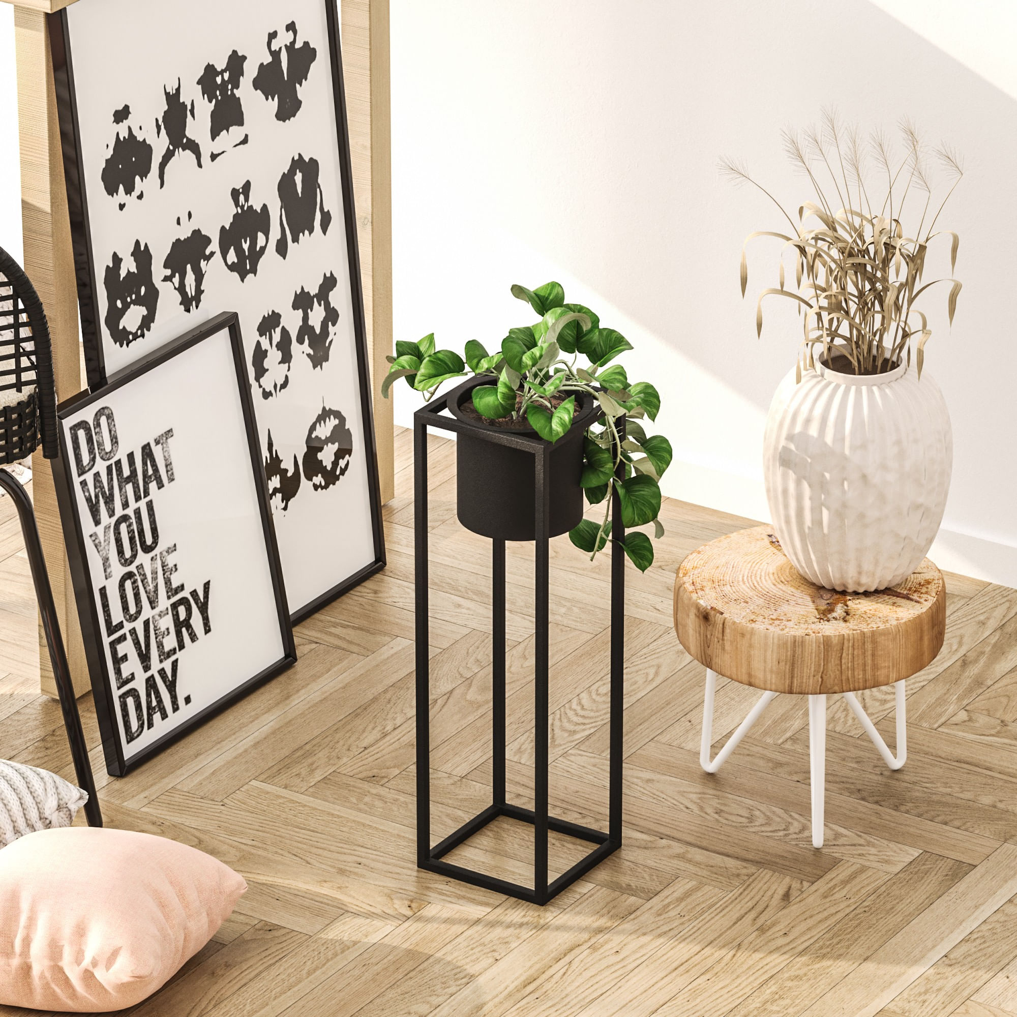 Ghiveci decorativ, Aberto Design, metal, negru, 15x15x50 cm — imaginea 6