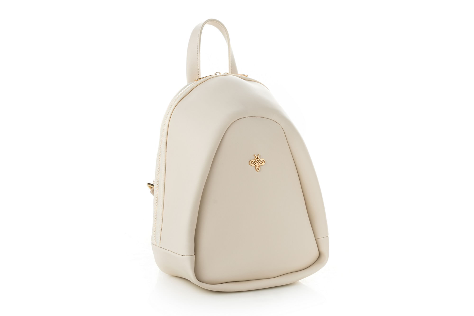 Rucsac, Lucky Bees, piele polivinilica, crem, 23x11x27 cm