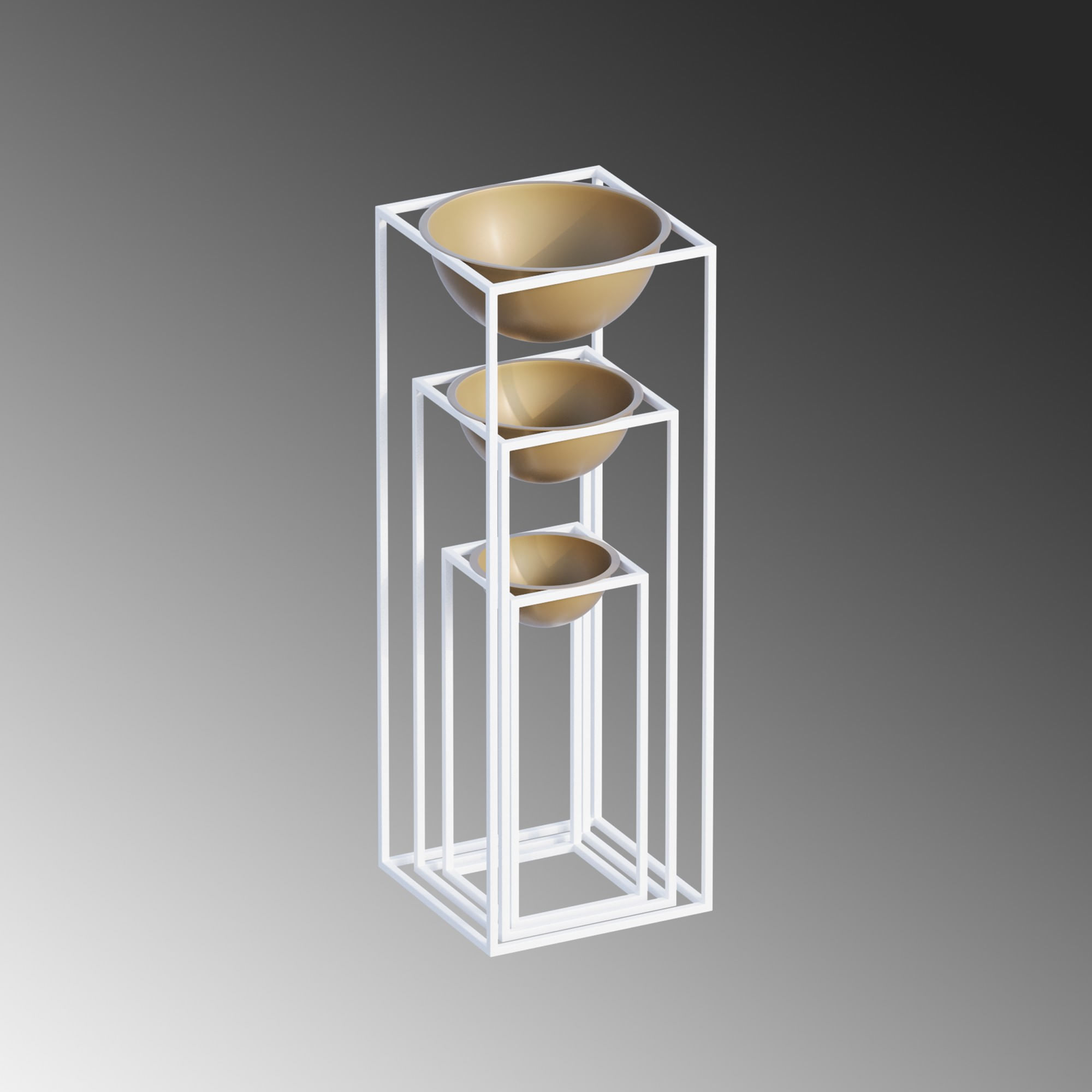 Set ghivece decorative, Aberto Design, metal, alb auriu, 3 bucati — imaginea 7
