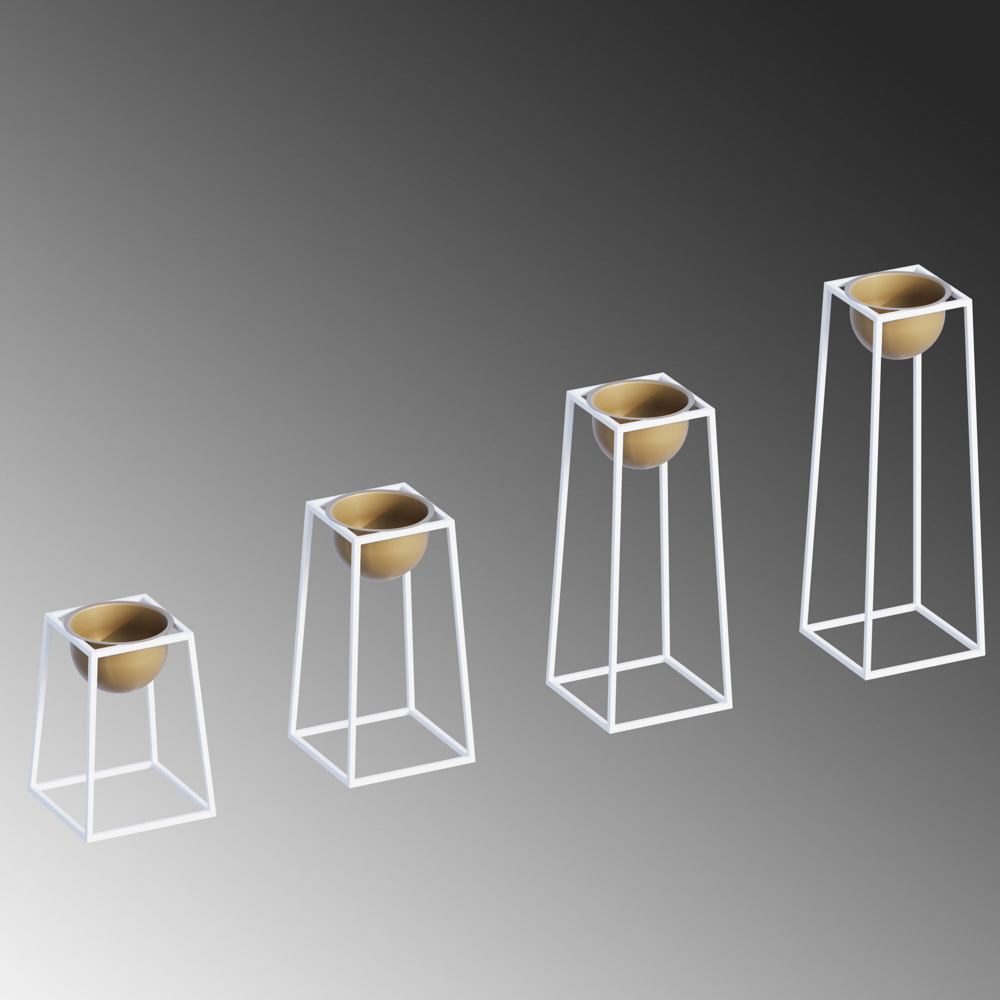 Ghiveci decorativ, Aberto Design, metal, alb auriu, 17x30x30 cm — imaginea 2