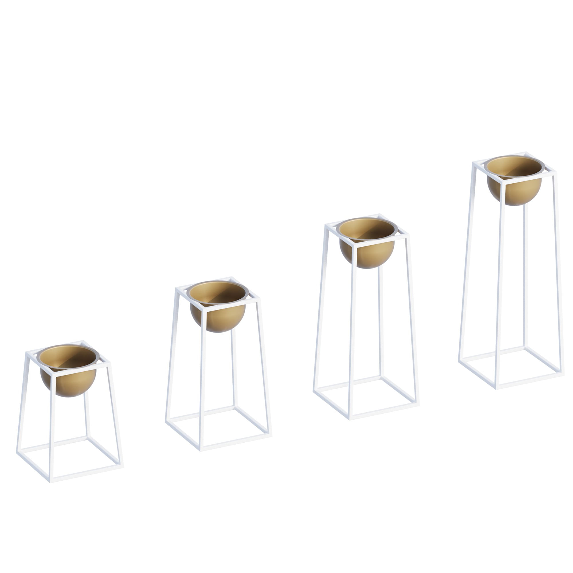Ghiveci decorativ, Aberto Design, metal, alb auriu, 17x30x30 cm — imaginea 4