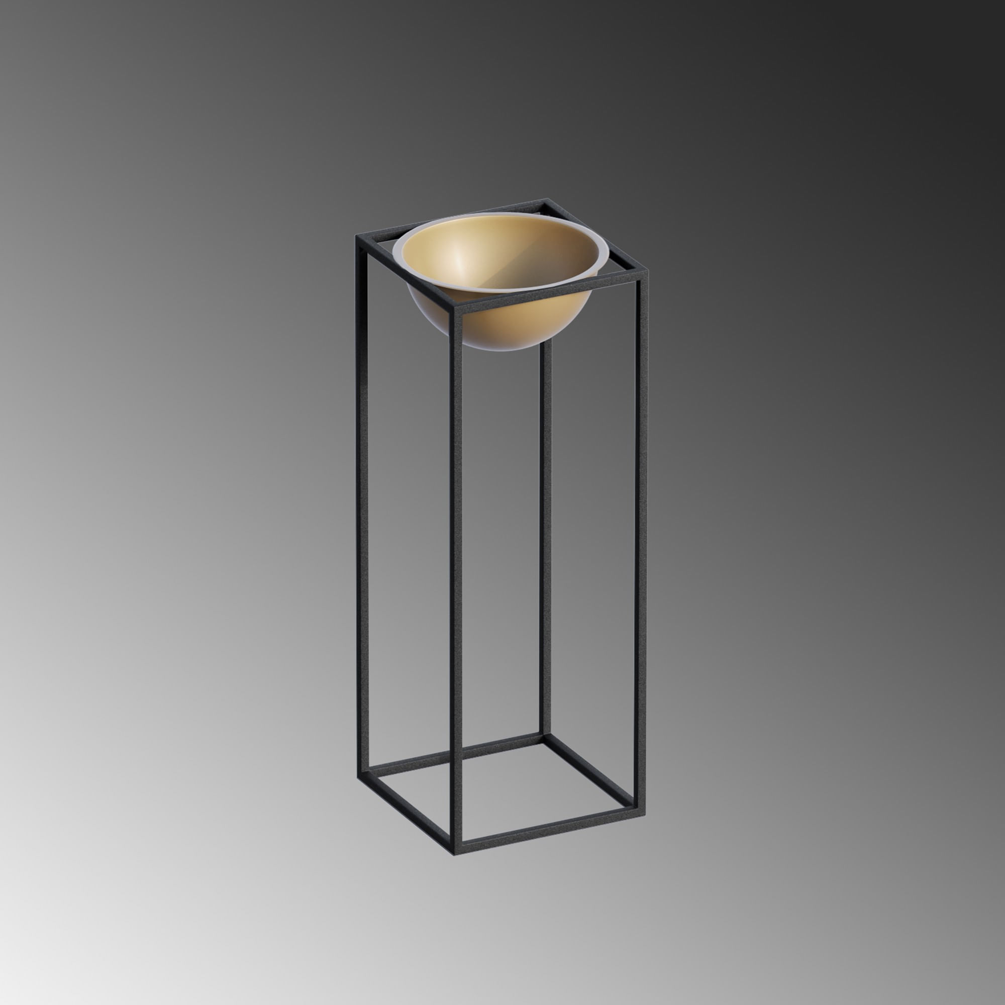 Ghiveci decorativ, Aberto Design, metal, negru auriu, 22x22x60 cm — imaginea 2