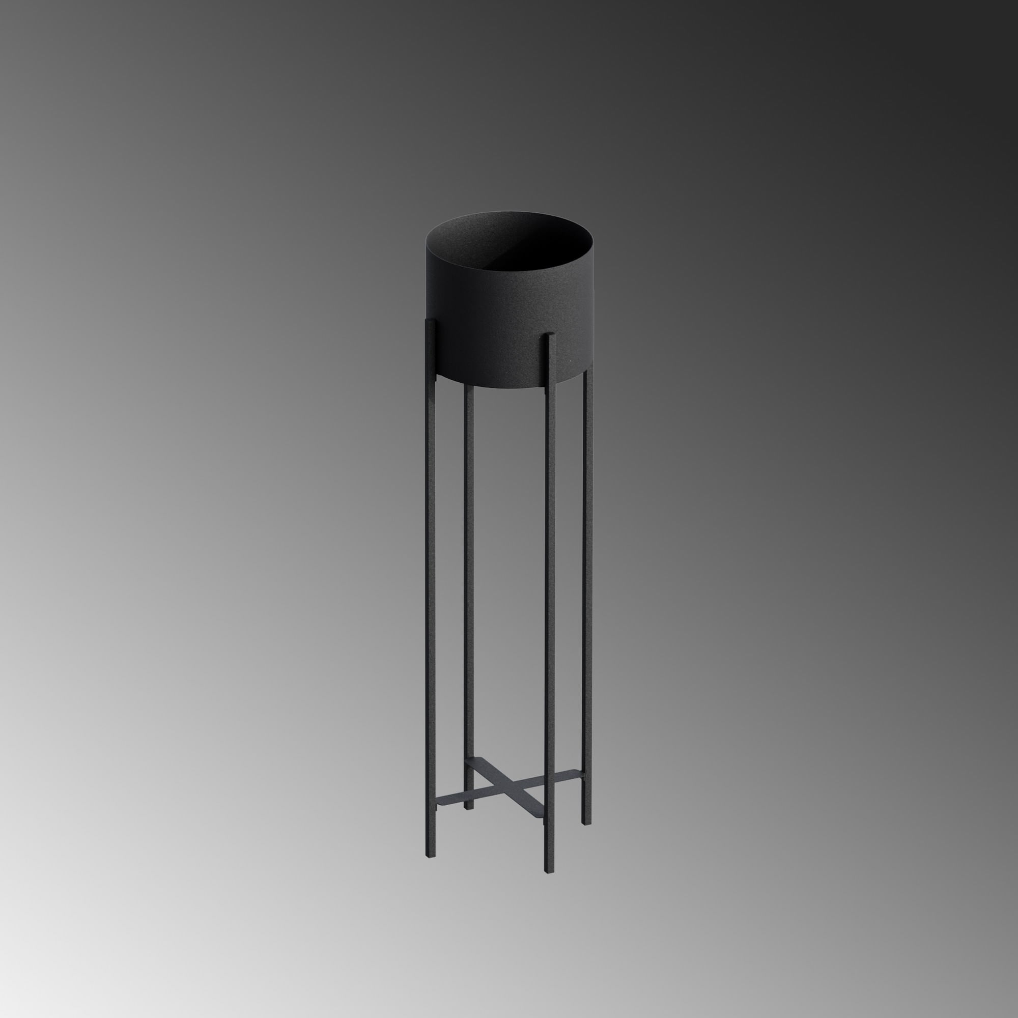 Ghiveci decorativ, Aberto Design, metal, negru, 23x23x78 cm — imaginea 3